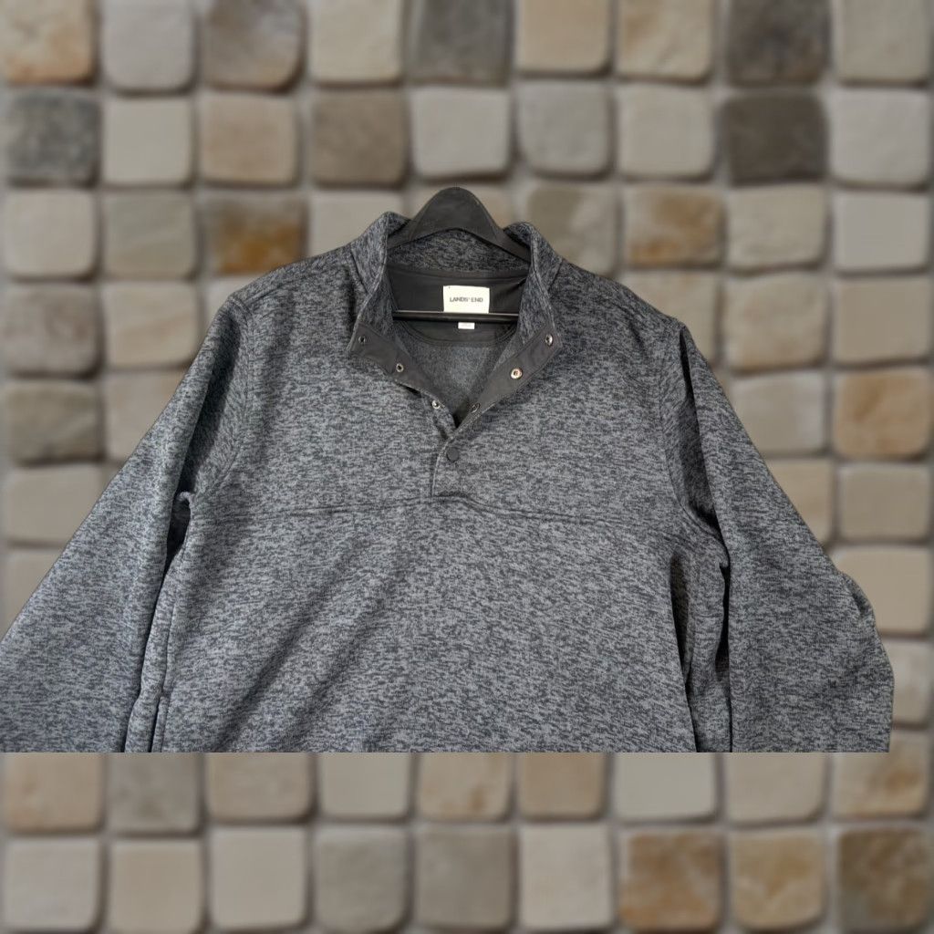 Lands' End Lands' End Sweater Mens 2XL Heather Gray Fleece Snap Mock Neck Pullover shirt Pullover Mens 2XL Gray Black Friday 90s? Size US XXL / EU 58 / 5 - 1 Thumbnail