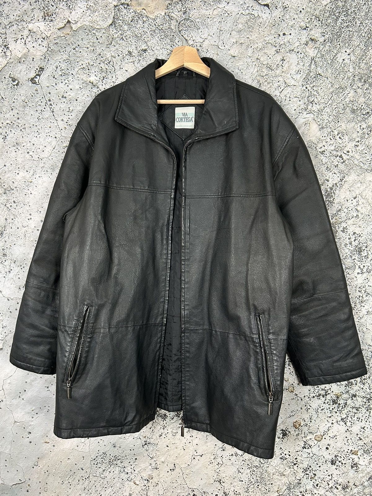 Genuine Leather × Vintage Vintage Genuine Leather Black Jacket Parkas Avant-garde Size US L / EU 52-54 / 3 - 1 Thumbnail