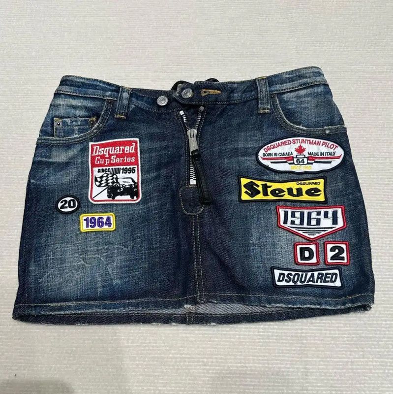 Dsquared2 DSQUARED2 Denim Skirt with Embroidery 0089 Size 23" - 1 Thumbnail