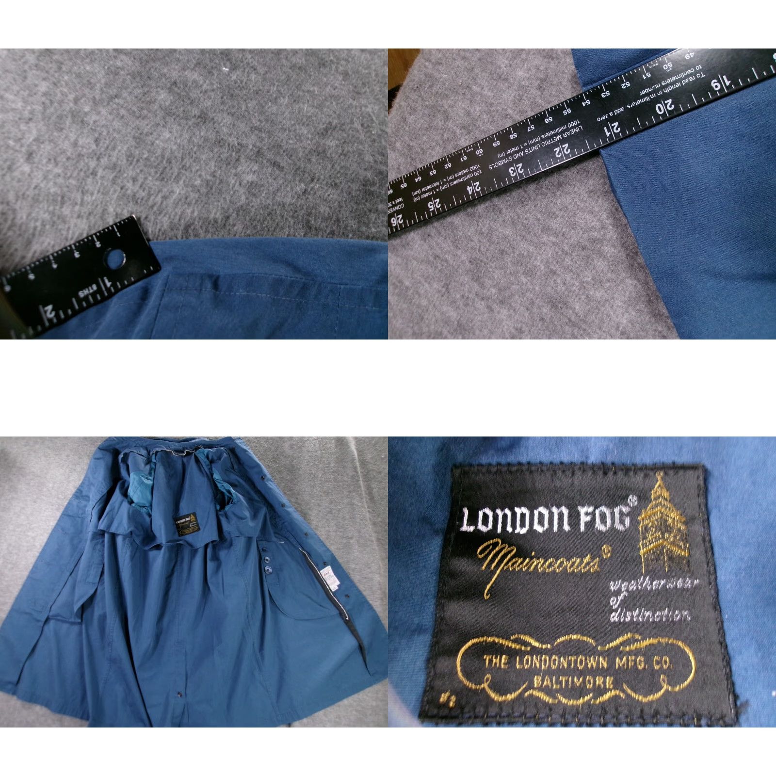 London Fog VINTAGE London Fog Coat Trench Women 12P Blue Long Belted Pockets 80s 90s USA Womens Size XL / US 12-14 / IT 48-50 - 8 Thumbnail