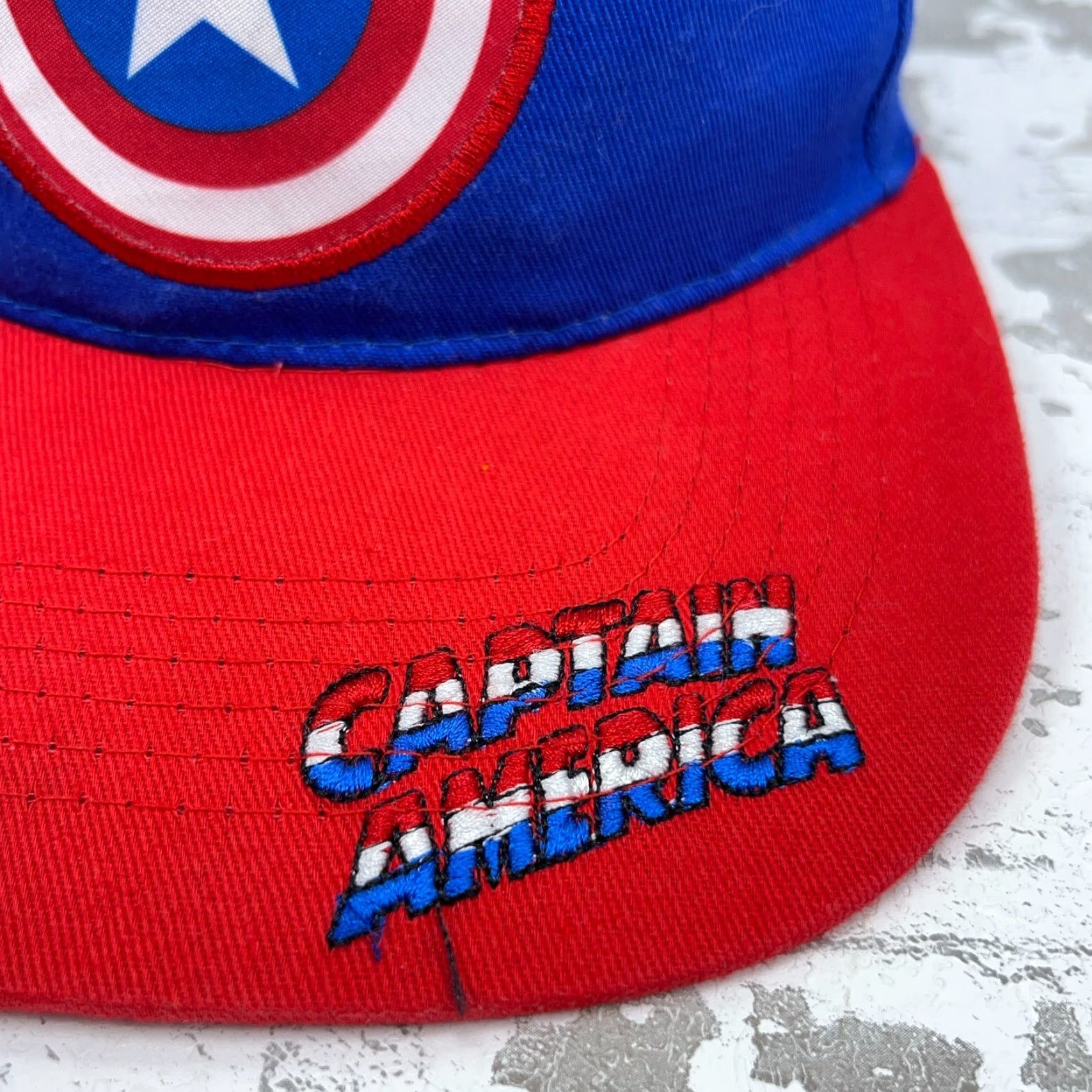 Vintage Captain America Hat Cap Snap Back Blue Red Marvel Comics High Dome Shield Adult Size ONE SIZE - 2 Thumbnail