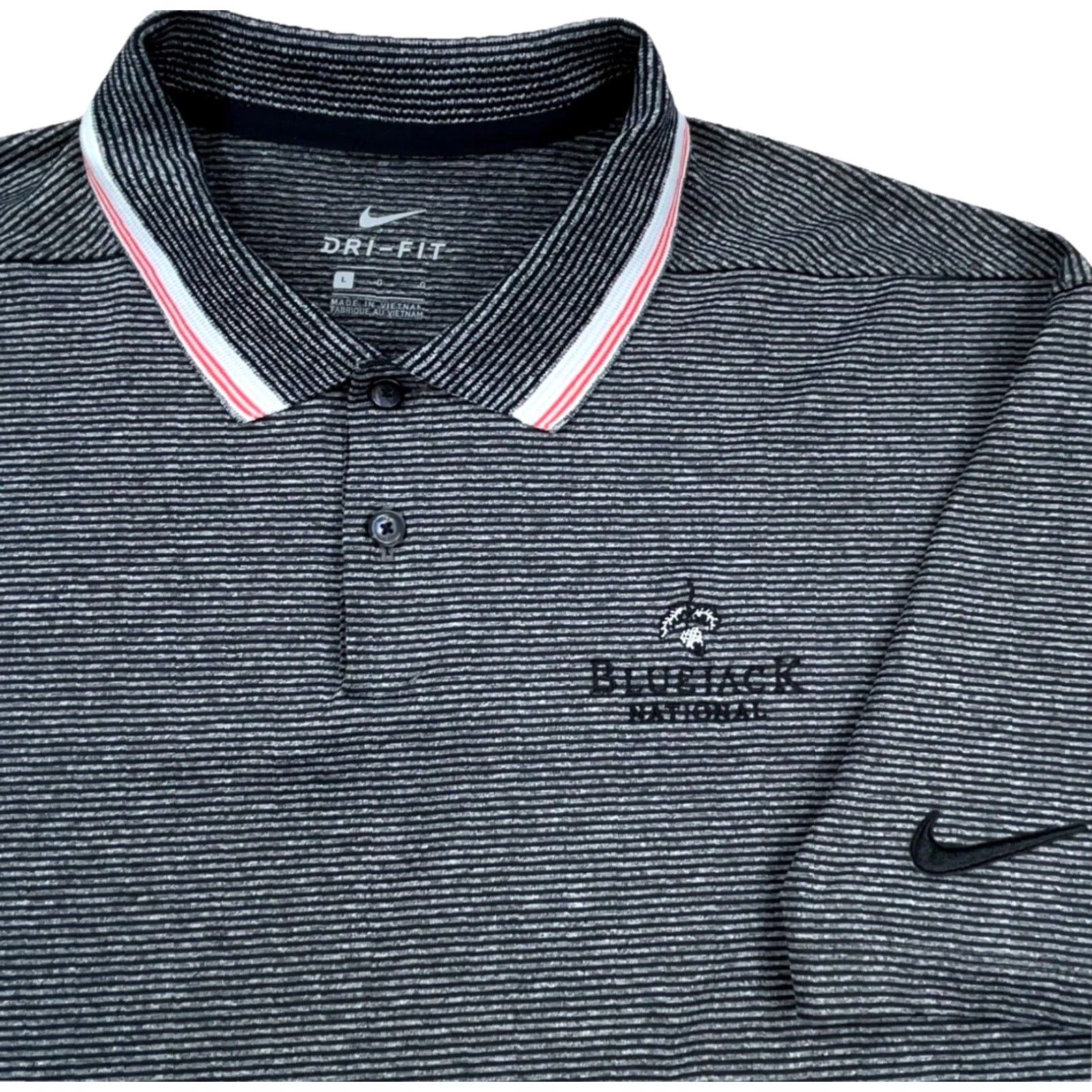 Nike Nike Polo Shirt Men L Gray Black Striped Dri-Fit Performance Golf-logo Easy Care Lightweight Quick Dry Nike Golf Shirt Mens L Gray Striped Size US L / EU 52-54 / 3 - 2 Thumbnail