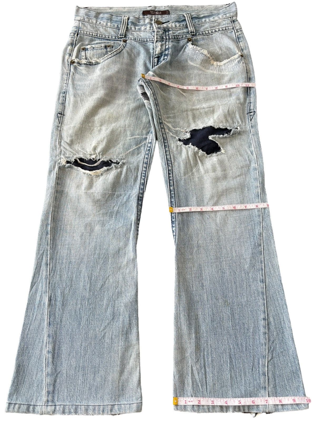 If Six Was Nine Vintage Japanese Brand Crucifix Wings Distress Flare Jeans Size US 36 / EU 52 - 12 Thumbnail