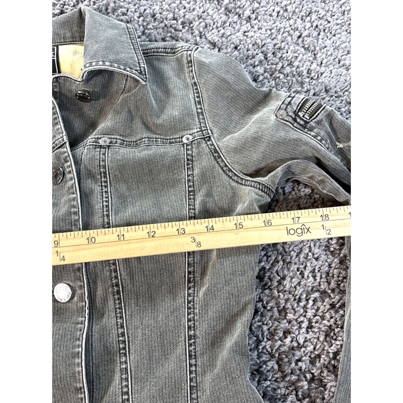 Guess VINTAGE GUESS Denim Jacket Womens XS Green 90s Button Cotton Cargo Basic Jacket Mens? Size 26" / US 2 / IT 38 - 3 Thumbnail