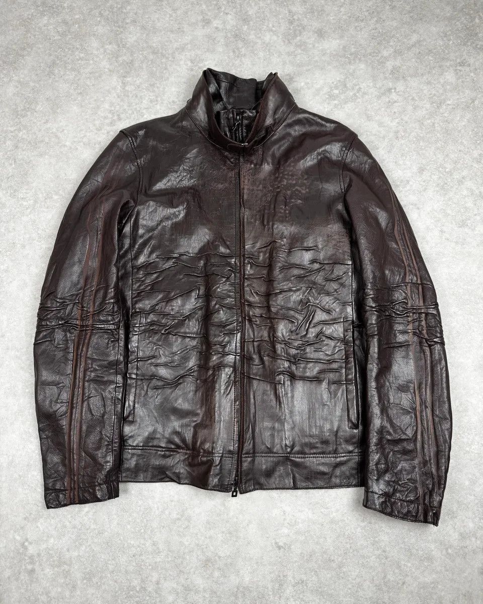 Marithe + Francois Girbaud FW2002 Marithé + François Girbaud Brown Plissed Leather Jacket Size US M / EU 48-50 / 2 - 1 Thumbnail