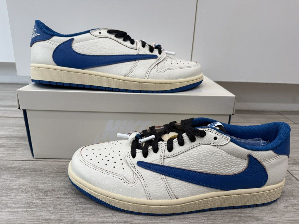 Fragment Design × Jordan Brand × Travis Scott Fragment Travis Scott Jordan 1 Retro Low Sail Black Blue 12 Size US 12 / EU 45 - 1 Thumbnail