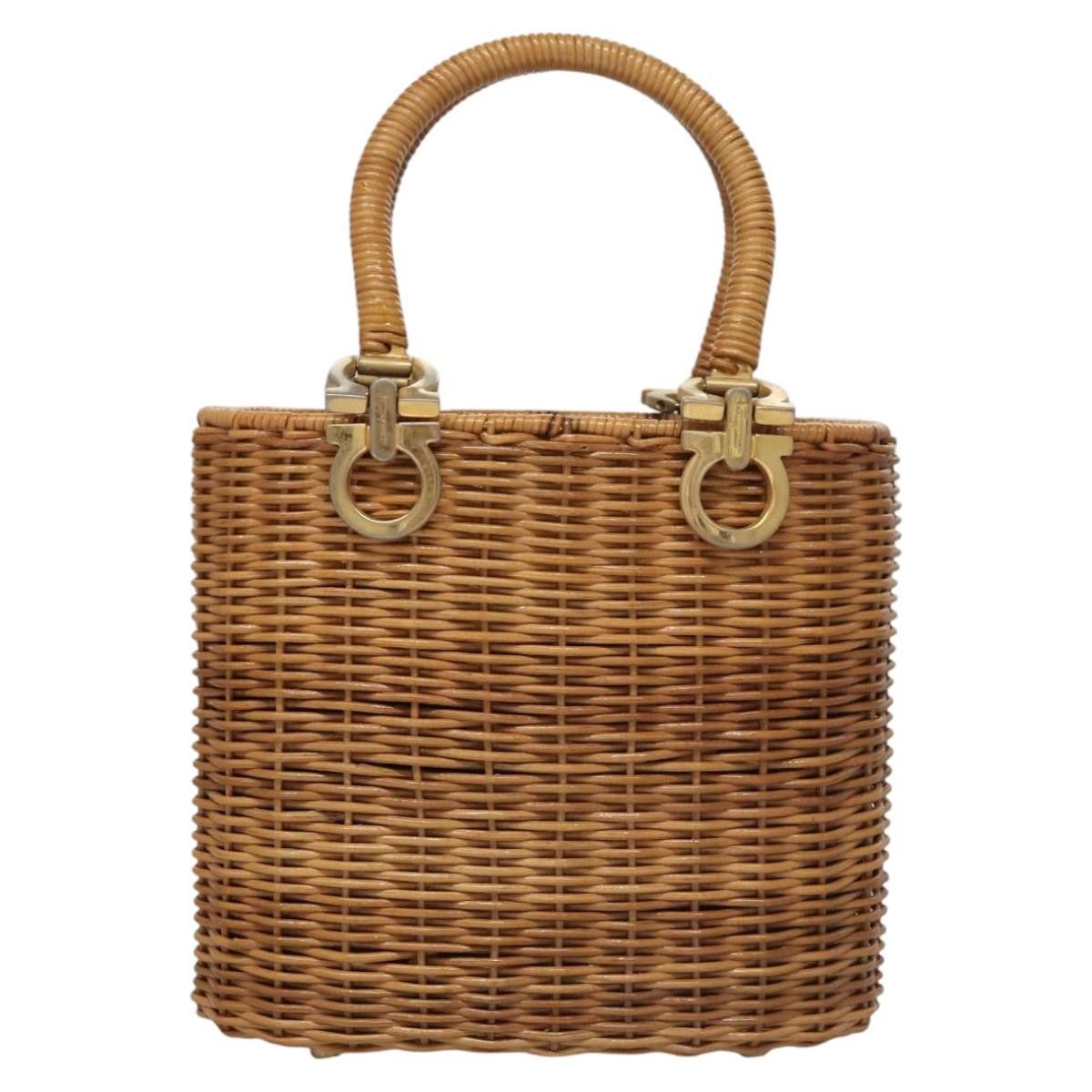 Salvatore Ferragamo Gancini Brown Wicker Handbag (Pre-Owned) Size ONE SIZE - 1 Thumbnail