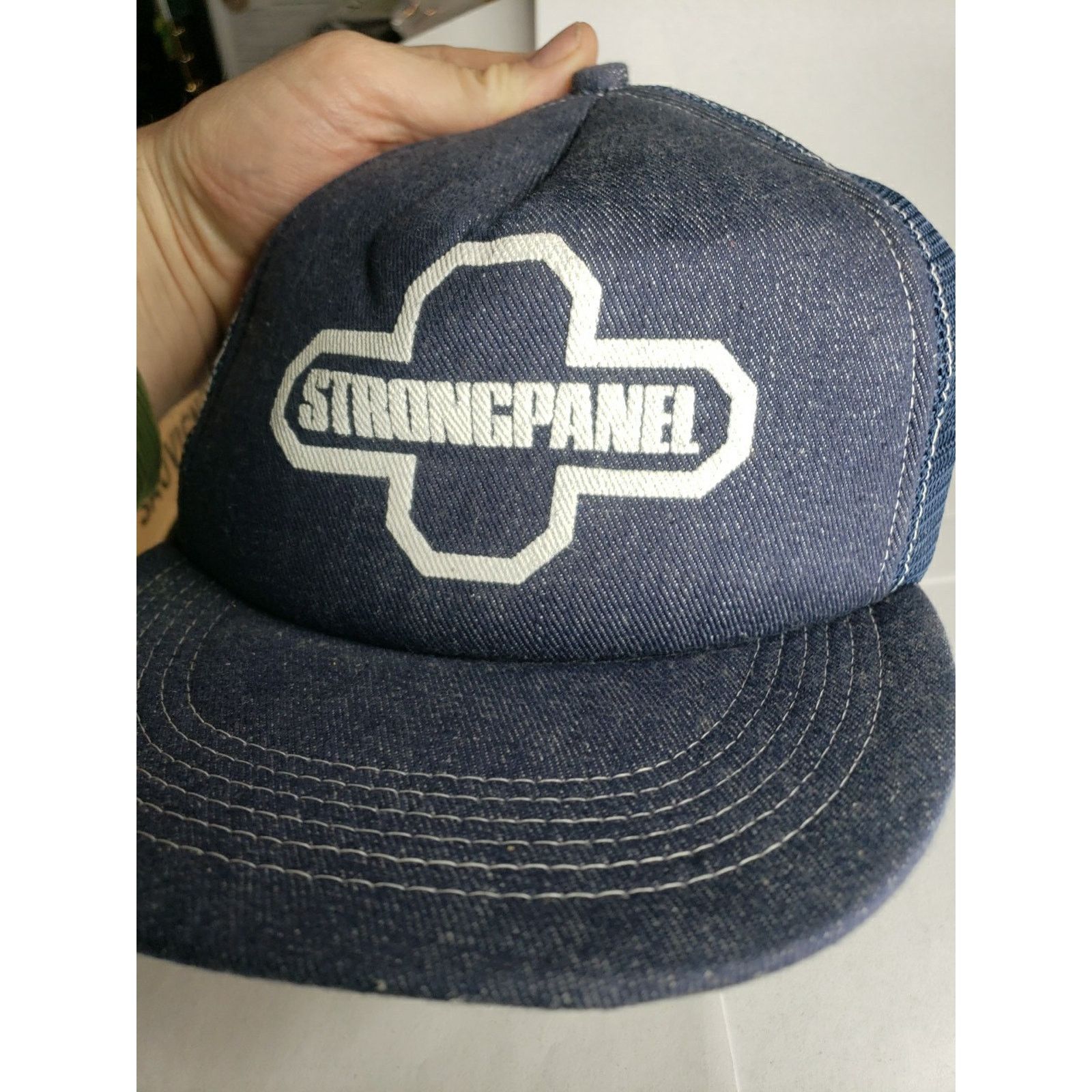 Other 80s 90s Strongpanel Trucker Hat Farm Ranch Build Denim Like Size ONE SIZE - 3 Thumbnail