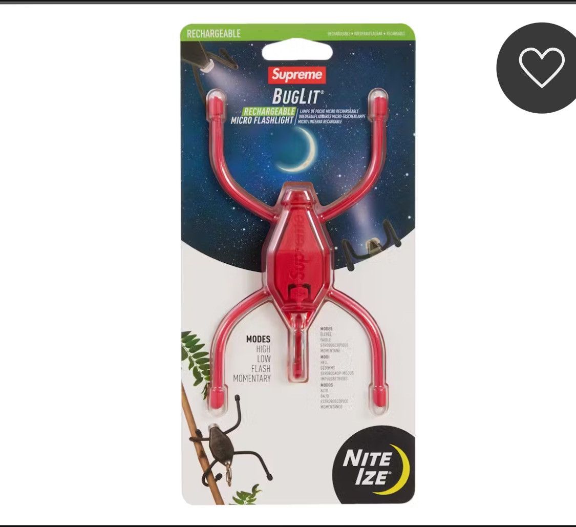 supreme x buglit flashlight keychain red