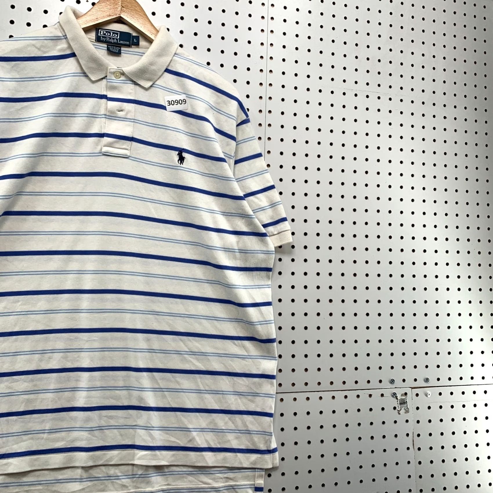 Polo Ralph Lauren Vintage Polo Ralph Lauren Shirt Mens Large White Blue Striped Pony Casual 24X30 Size US L / EU 52-54 / 3 - 4 Thumbnail