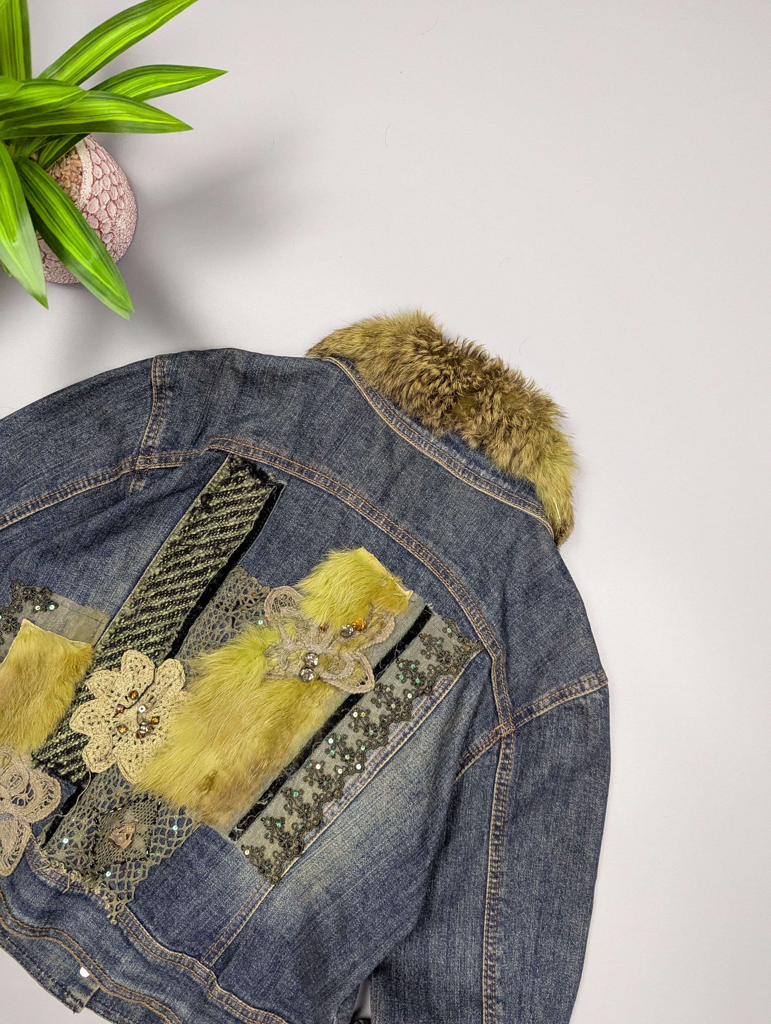 Hysteric Glamour Y2K Boho Denim Jacket S/M Faux Fur Collar Size S / US 4 / IT 40 - 11 Thumbnail