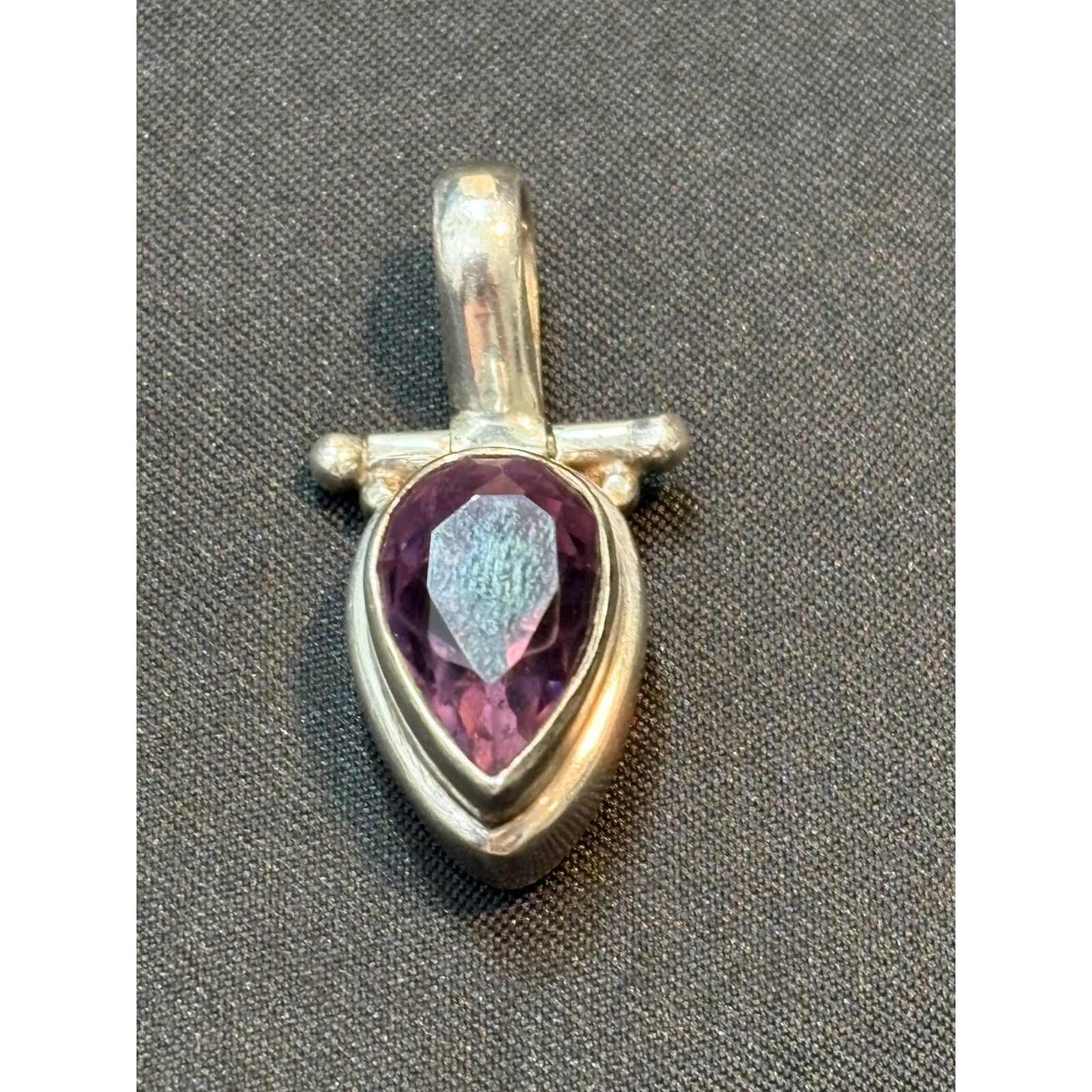 Other Sterling Silver Pear Cut Amethyst Quartz Pendant Teardrop Size ONE SIZE - 1 Thumbnail