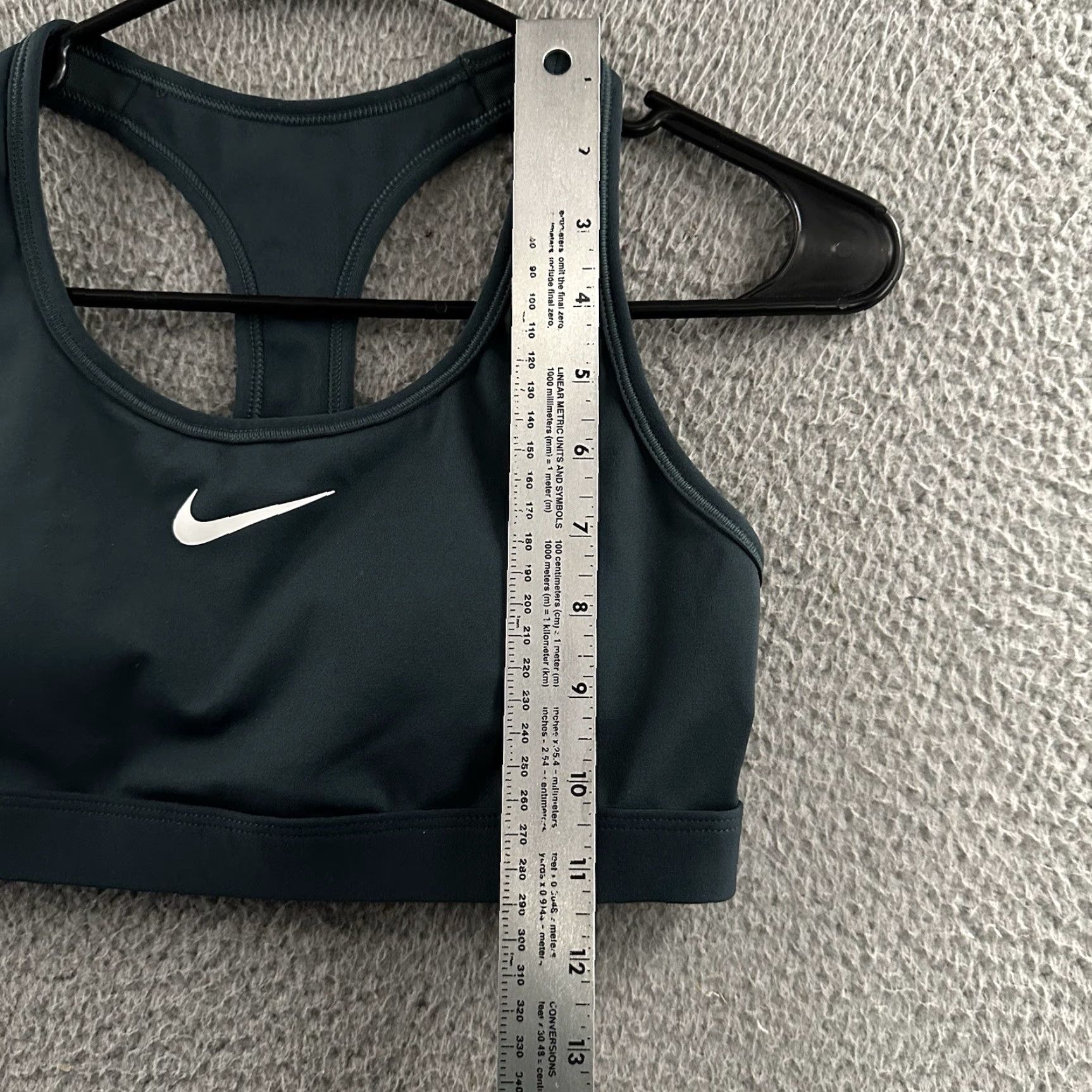 Nike Nike Womens Sports Bra Green S Small Racerback Padded Swoosh Polyester Spandex Activewear Size ONE SIZE - 4 Thumbnail
