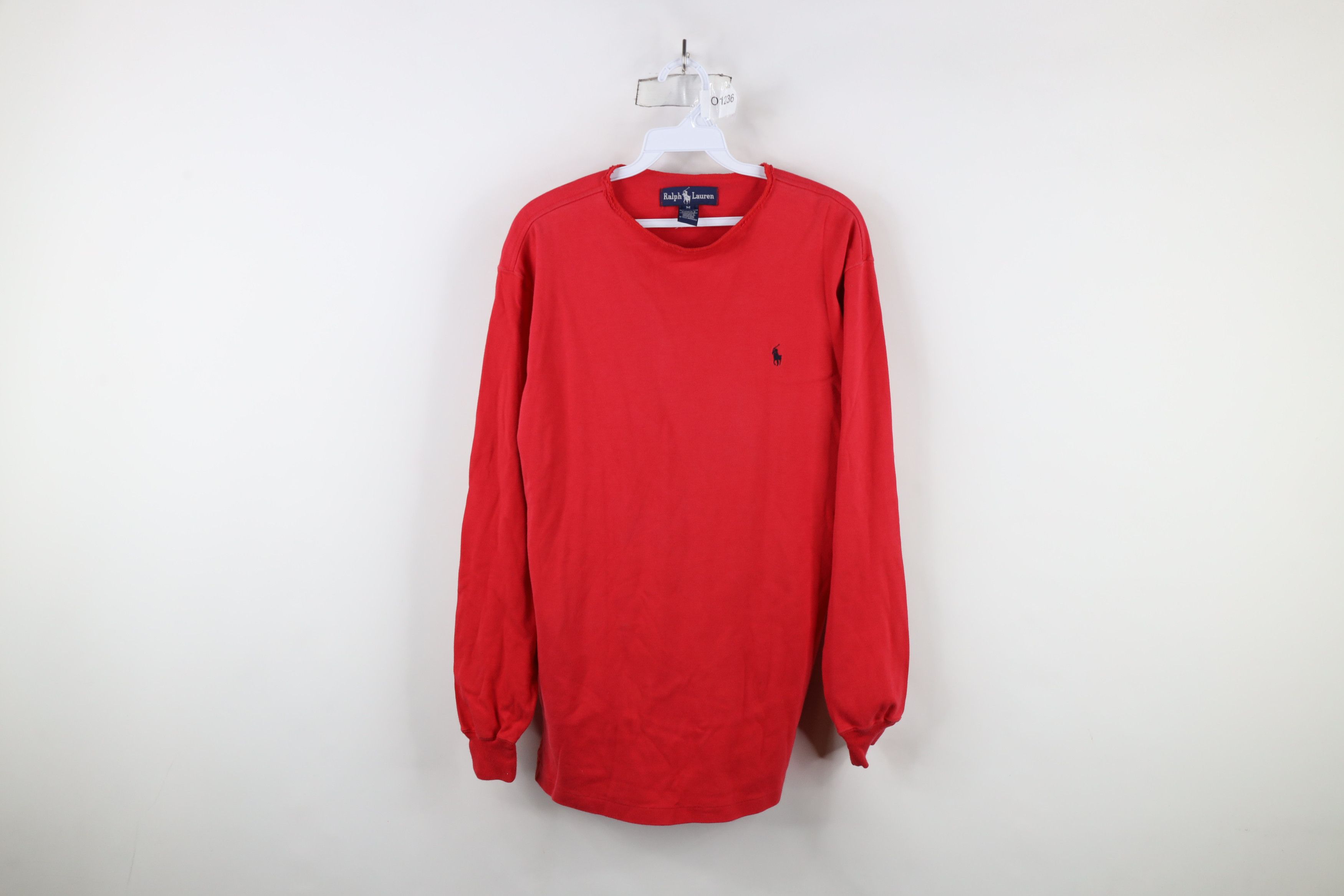 Ralph Lauren × Vintage Vintage 90s Ralph Lauren Raw Hem Collar Long Sleeve T-Shirt Size US M / EU 48-50 / 2 - 1 Thumbnail