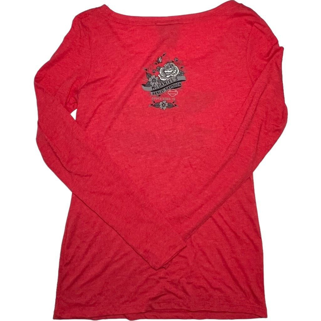 Harley Davidson Harley-Davidson Women's red long Sleeve Top Medium Size M / US 6-8 / IT 42-44 - 2 Thumbnail