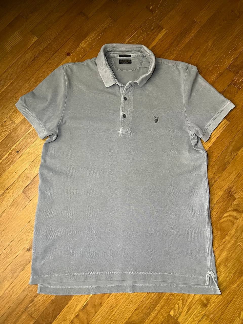 Designer Allsaints grey basic logo polo tee Size US L / EU 52-54 / 3 - 1 Thumbnail