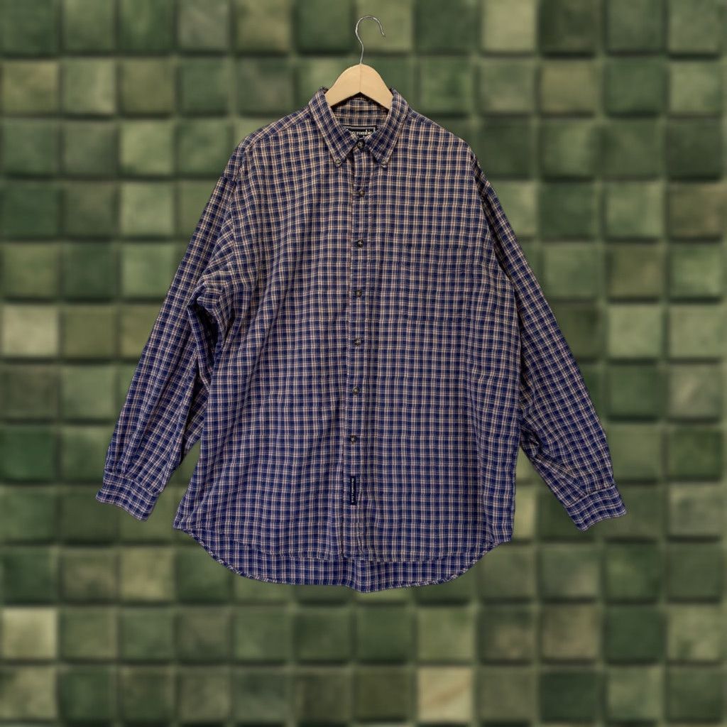 Abercrombie & Fitch VINTAGE Abercrombie & Fitch Mens Button-Down Shirt Plaid Blue Tan L -> (adjusted within rules?) Size US L / EU 52-54 / 3 - 1 Thumbnail