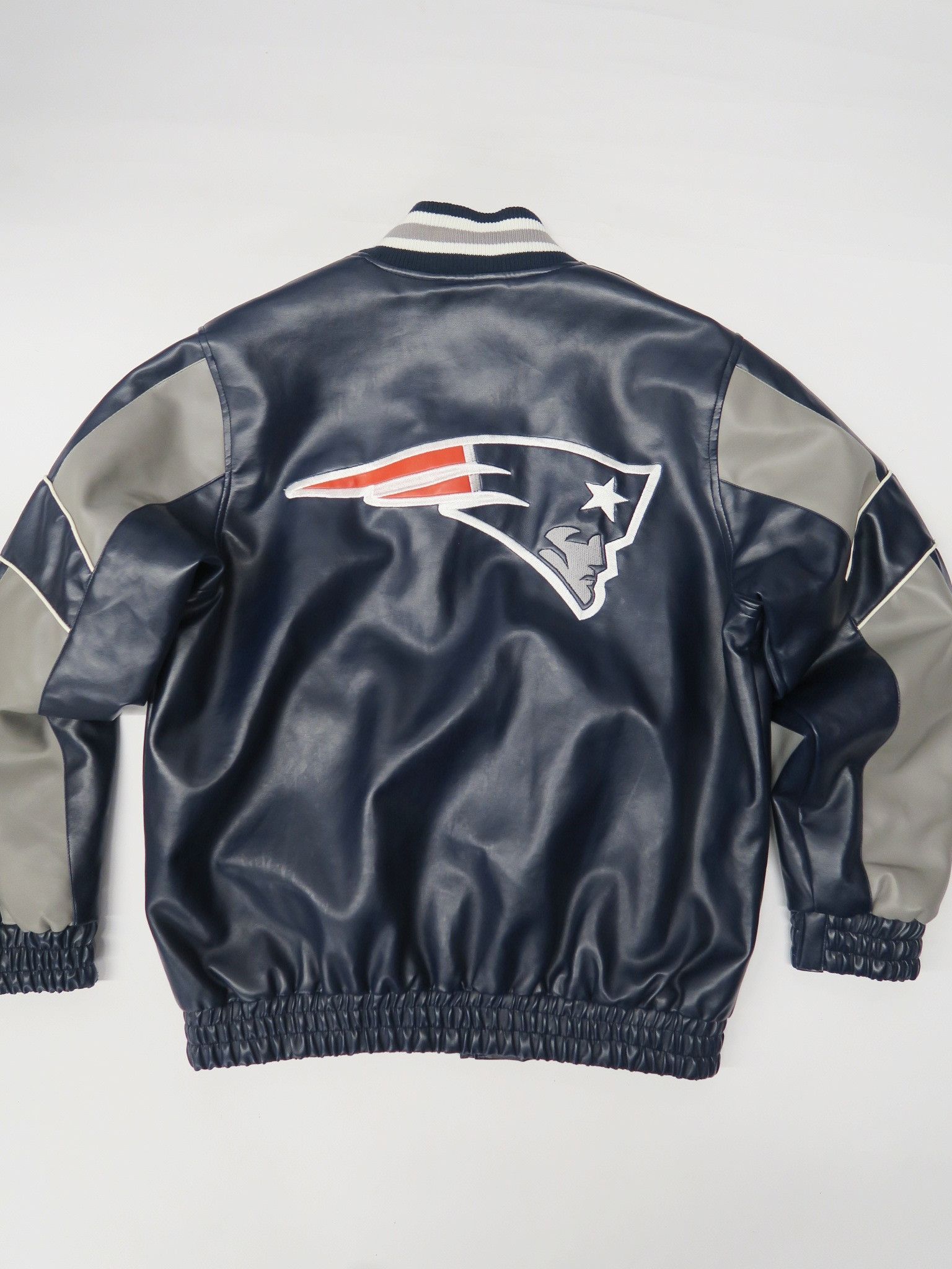image of Nfl Jacket Patriots Vegan Leatther M/l in Navy, Men's (Size Medium)