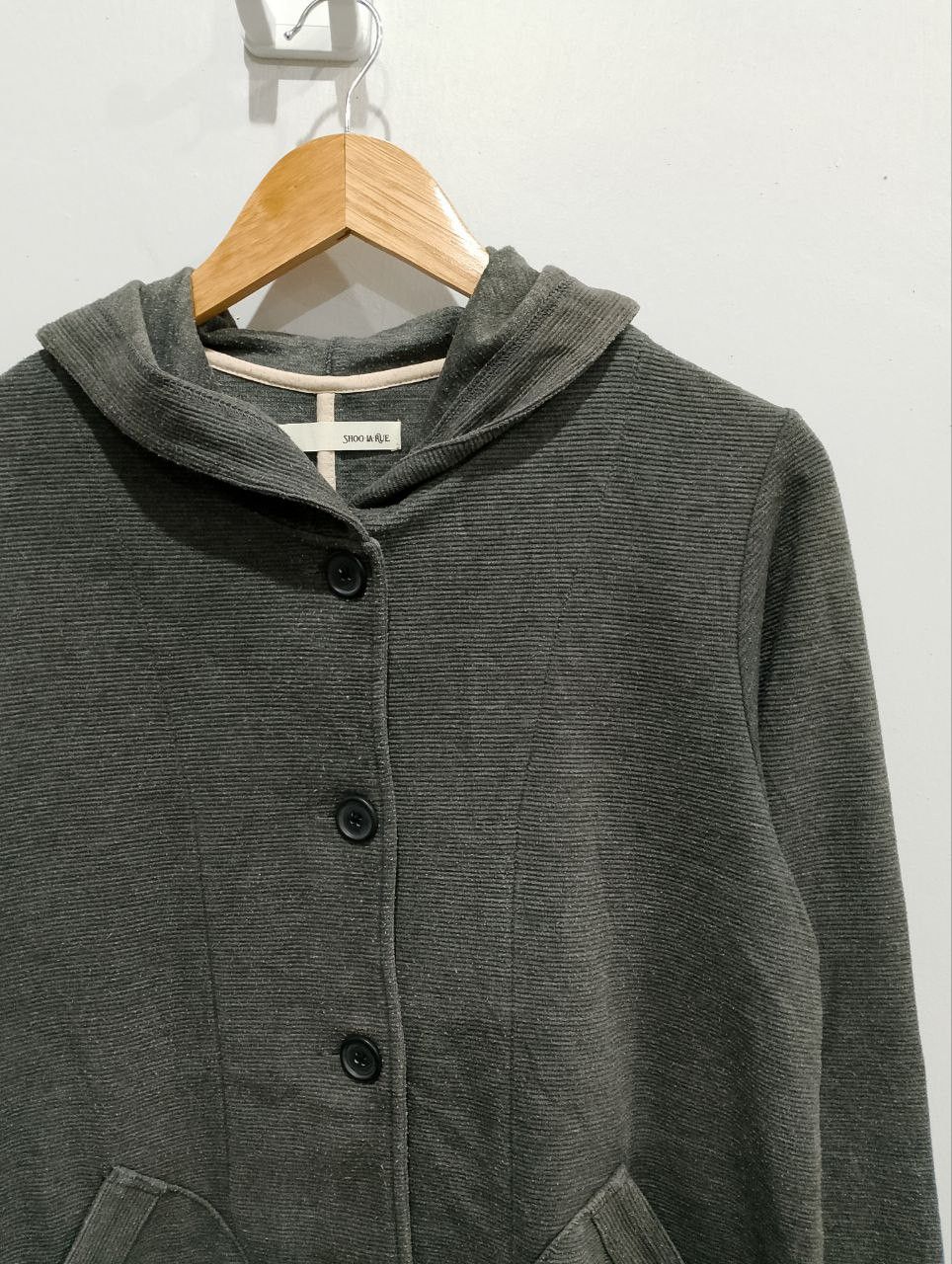 Japanese Brand SHOO LA RUE Japan Dark Grey Pullover Hooded Cardigan Size L / US 10 / IT 46 - 5 Thumbnail