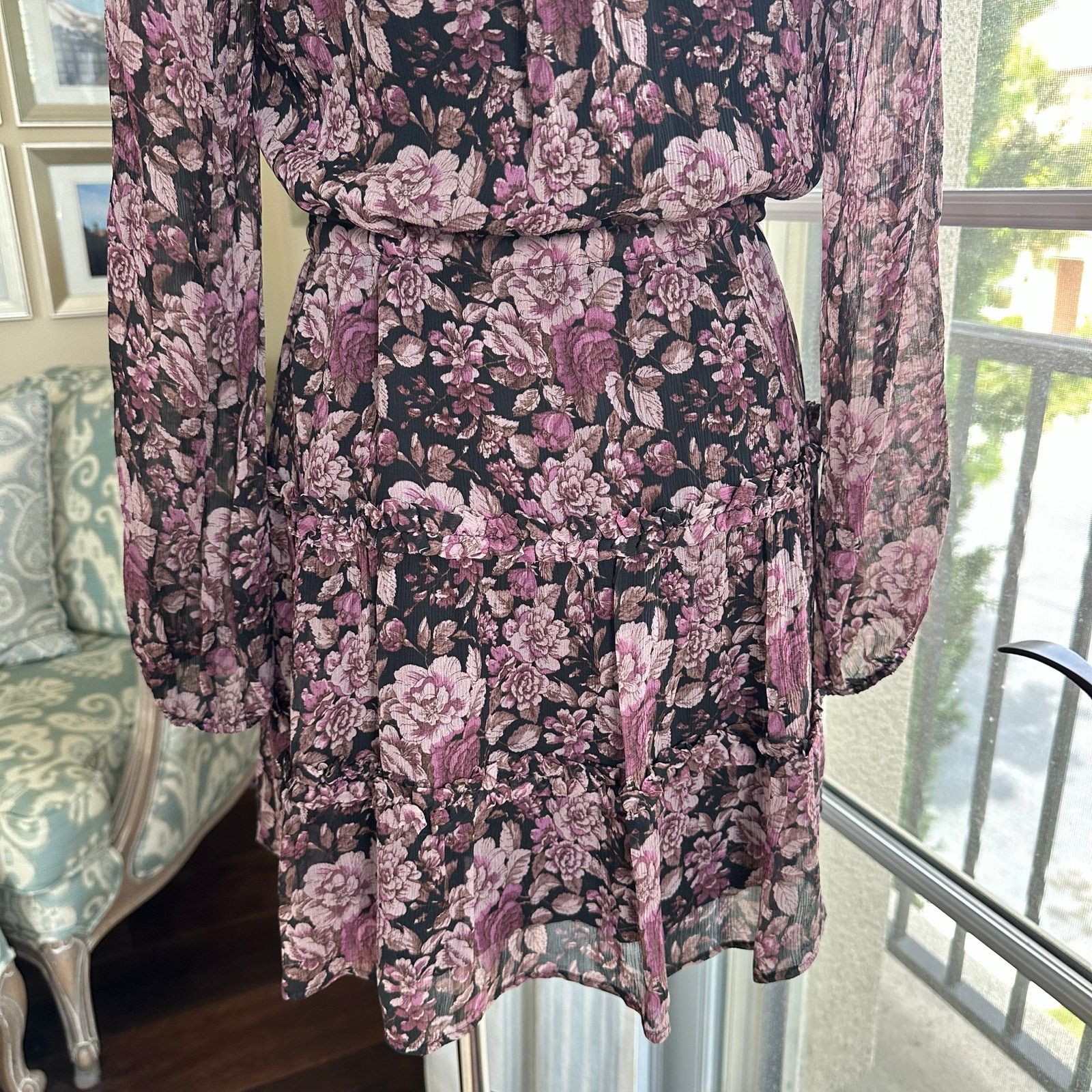 Paige Paige Fernanda Silk Minidress Purple Floral Spring Size XS Size XS / US 0-2 / IT 36-38 - 14 Thumbnail