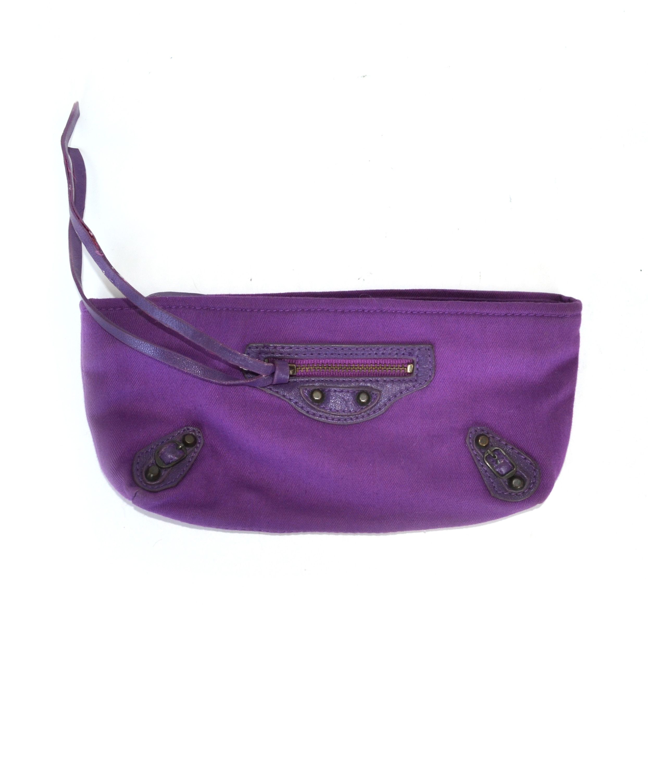 ✓ BALENCIAGA Cosmetic Bag Zip Purple Clutch Wallet