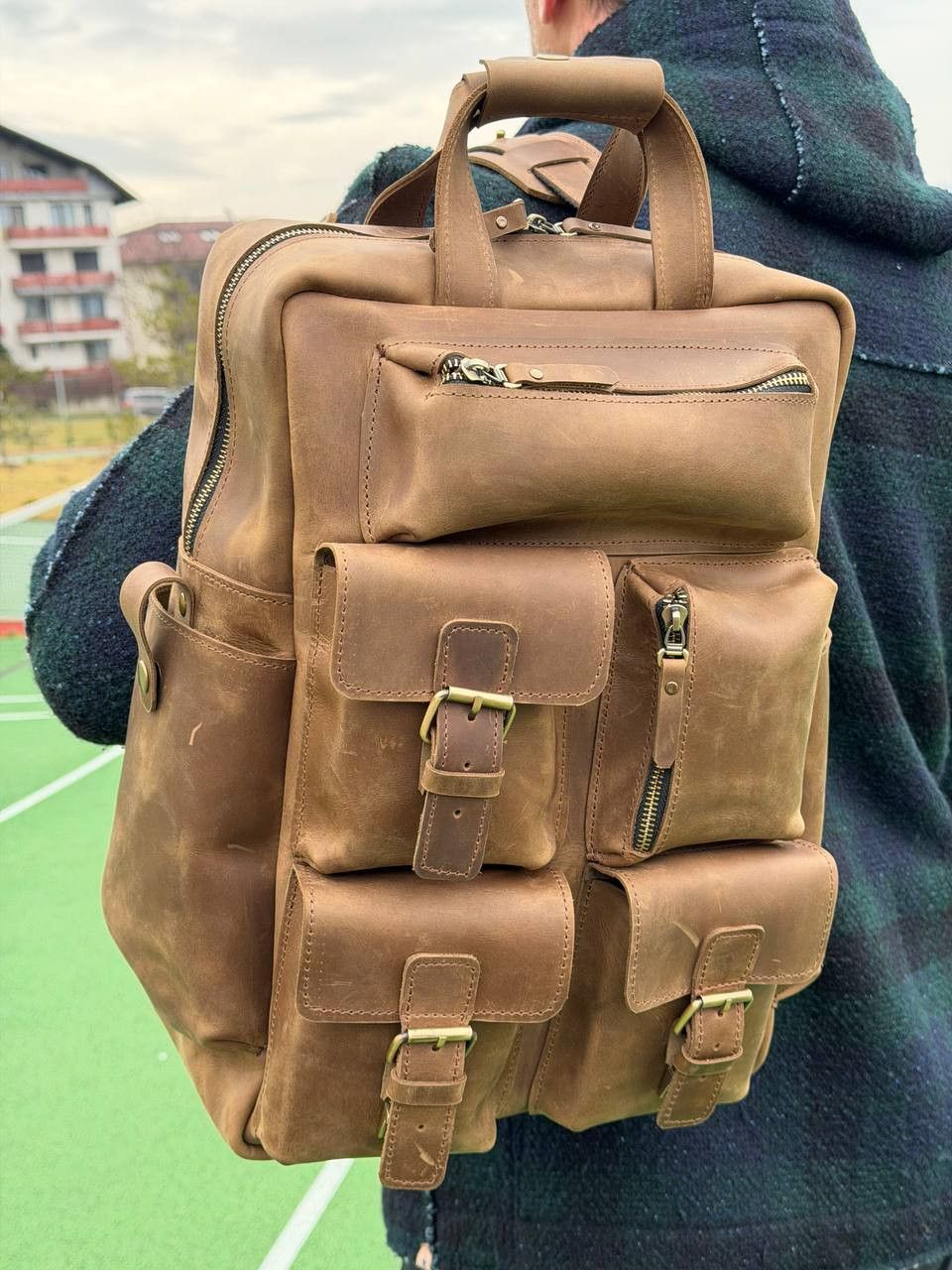 Handmade Backpack Genuine vintage leather CrazyHorse Size ONE SIZE - 5 Thumbnail