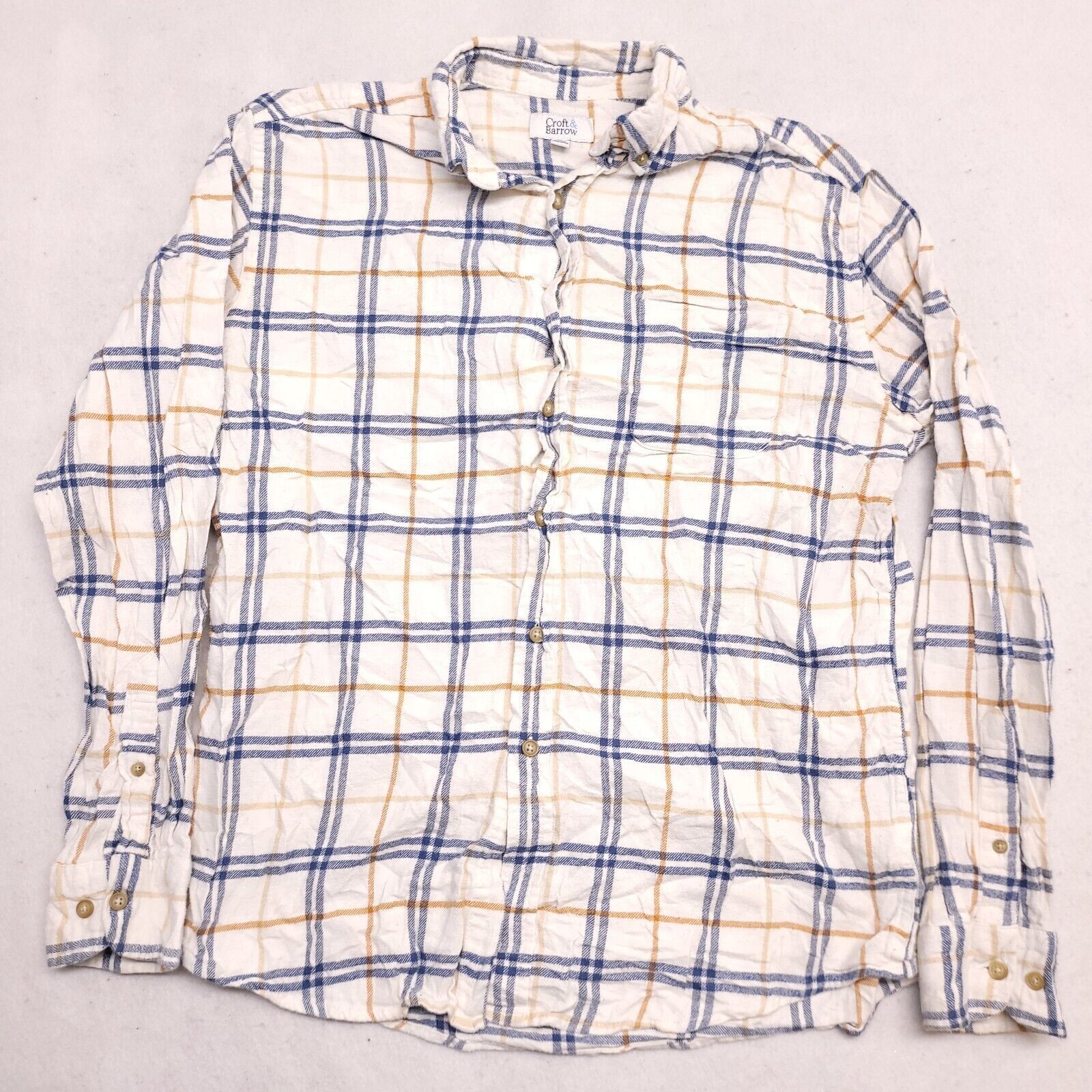 Croft & Barrow Croft & Barrow Windowpane Flannel Shirt Mens Size M White Size US M / EU 48-50 / 2 - 2 Thumbnail