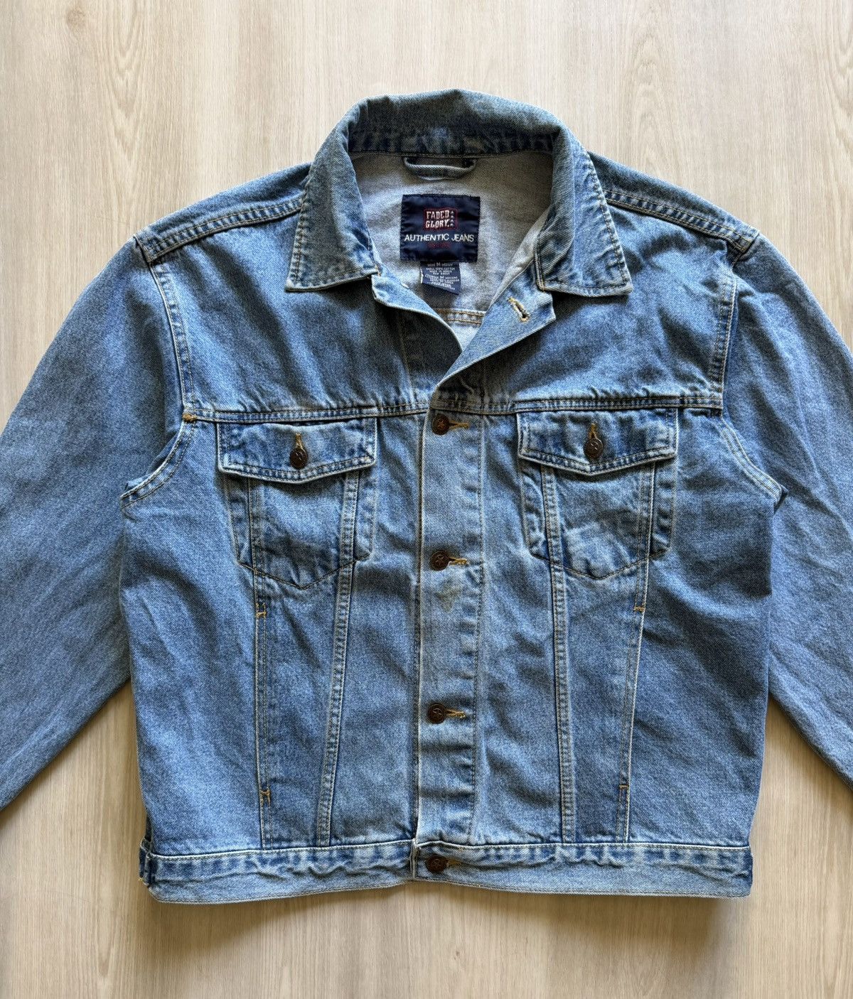 Faded Glory Vintage 90s Faded Glory Denim Trucker Sz M 100% Cotton l Size US M / EU 48-50 / 2 - 2 Thumbnail
