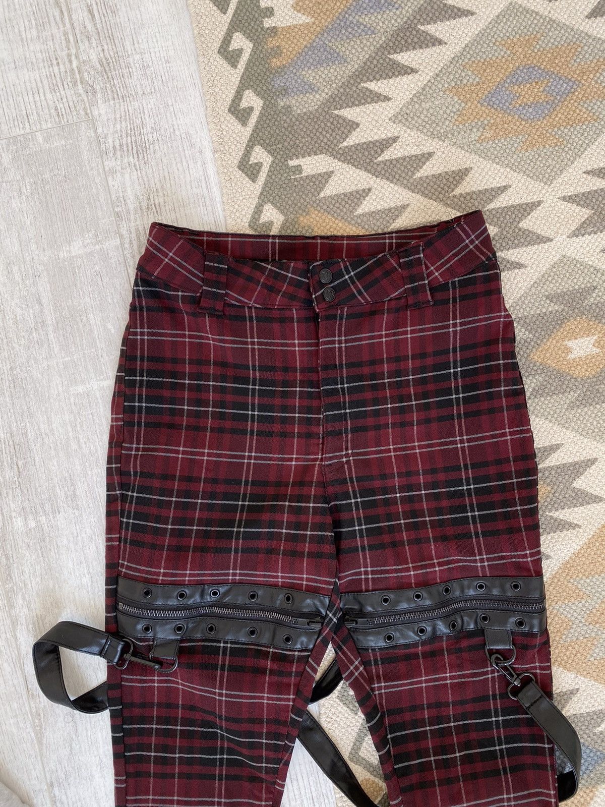 Killstar Killstar Womens Slim Emo Striped Check Pants Trousers Size 28" / US 6 / IT 42 - 3 Thumbnail