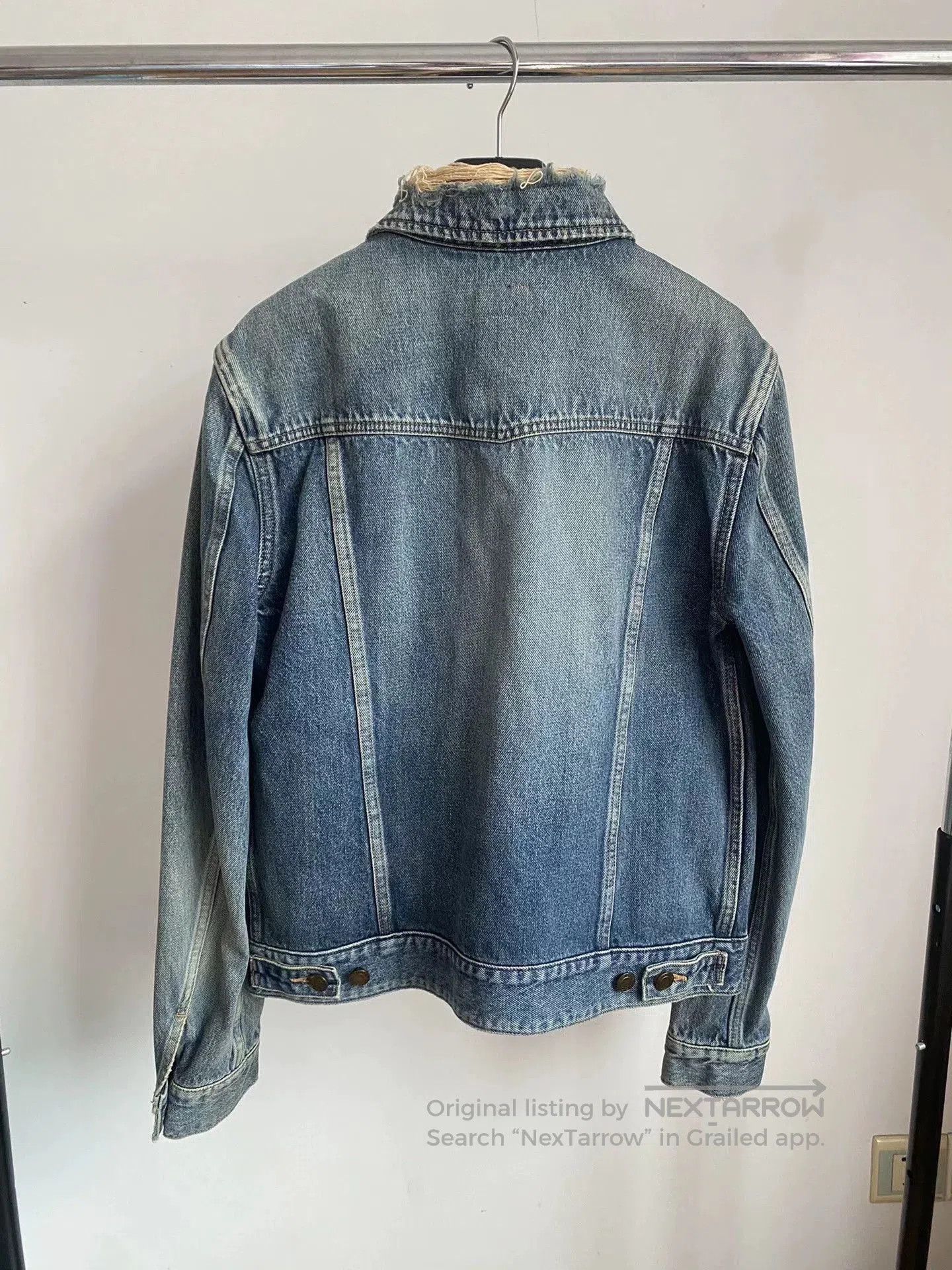 Saint Laurent Paris Blue Denim Jacket with Distressed Collar and Cuffs . Size US L / EU 52-54 / 3 - 2 Thumbnail