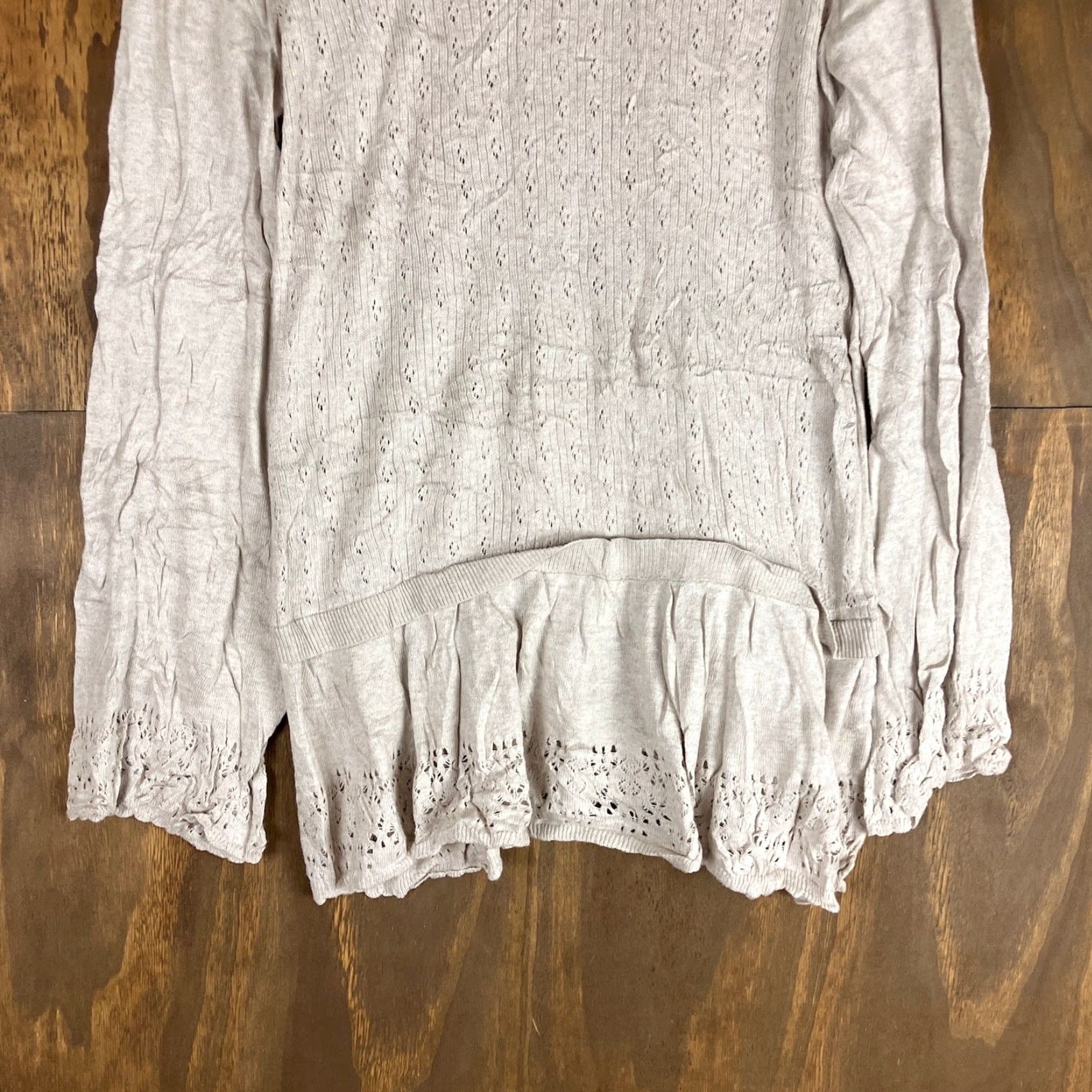 Vintage VINTAGE Lauren Conrad Womens Sweater Tan Knit Ruffle Peplum Peasant Flared Sleeve Large Size L / US 10 / IT 46 - 3 Thumbnail