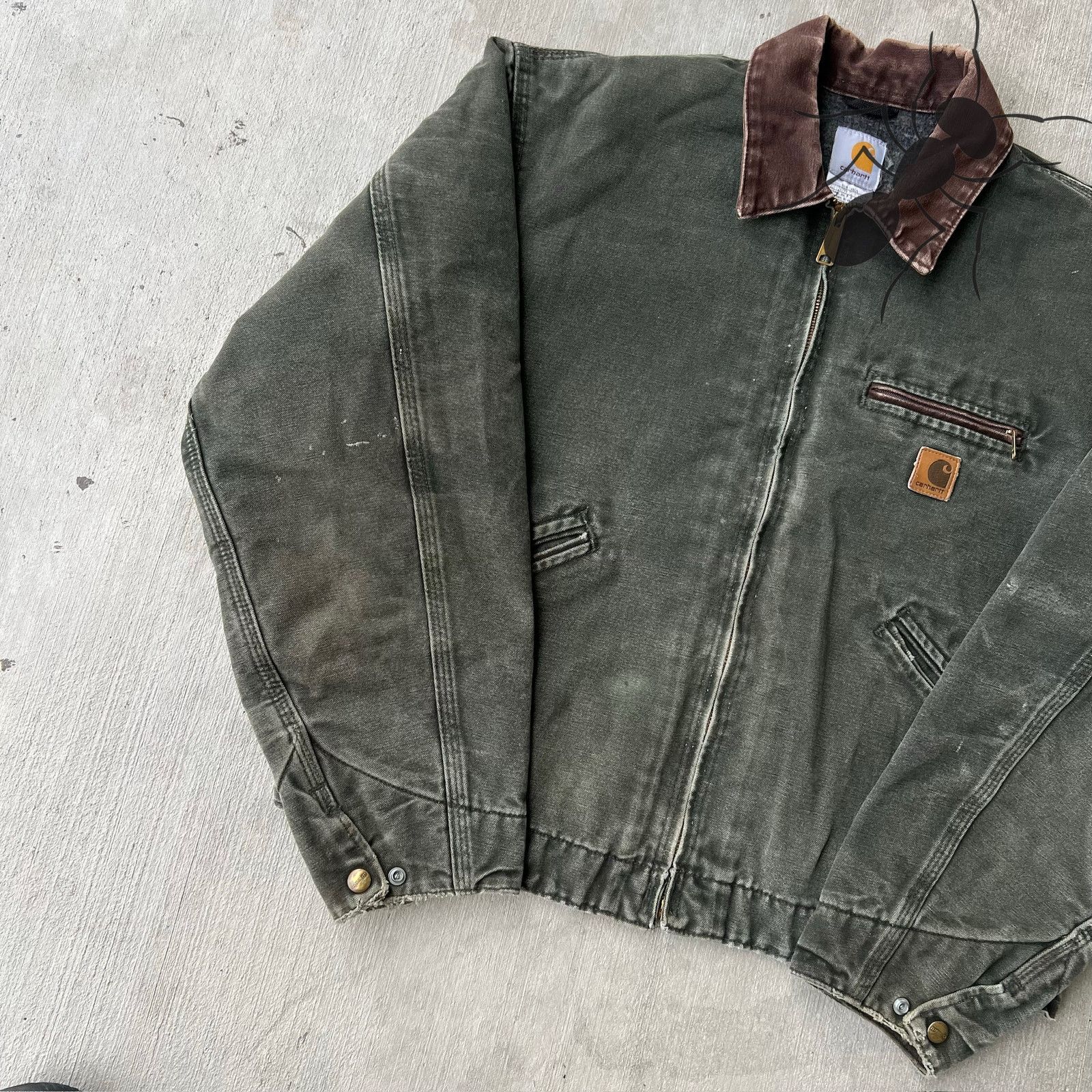Carhartt × Vintage Carhartt J97 MOS faded green detroit work wear jacket Size US L / EU 52-54 / 3 - 8 Thumbnail