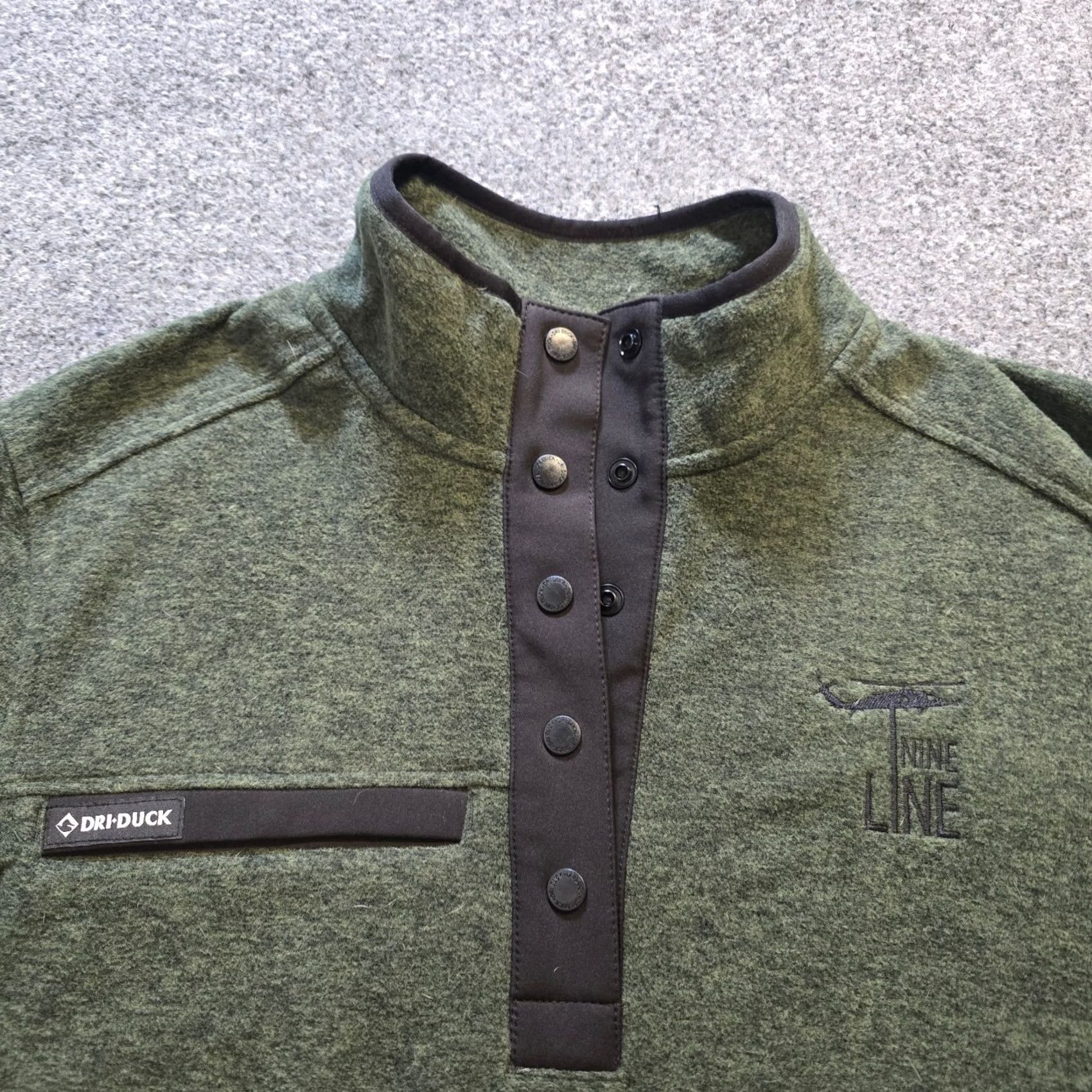 Layer 8 DRI DUCK Sweater Women Size M Green Fleece 1/4 Button Long Sleeve Pullover Mock Neck Casual Winter Fall Size M / US 6-8 / IT 42-44 - 2 Thumbnail