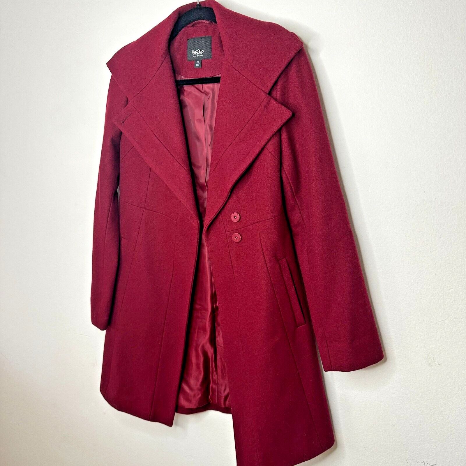 Mossimo Mossimo Red Wool Fitted Long Line Button Coat Welt Pocket XS Size XS / US 0-2 / IT 36-38 - 5 Thumbnail