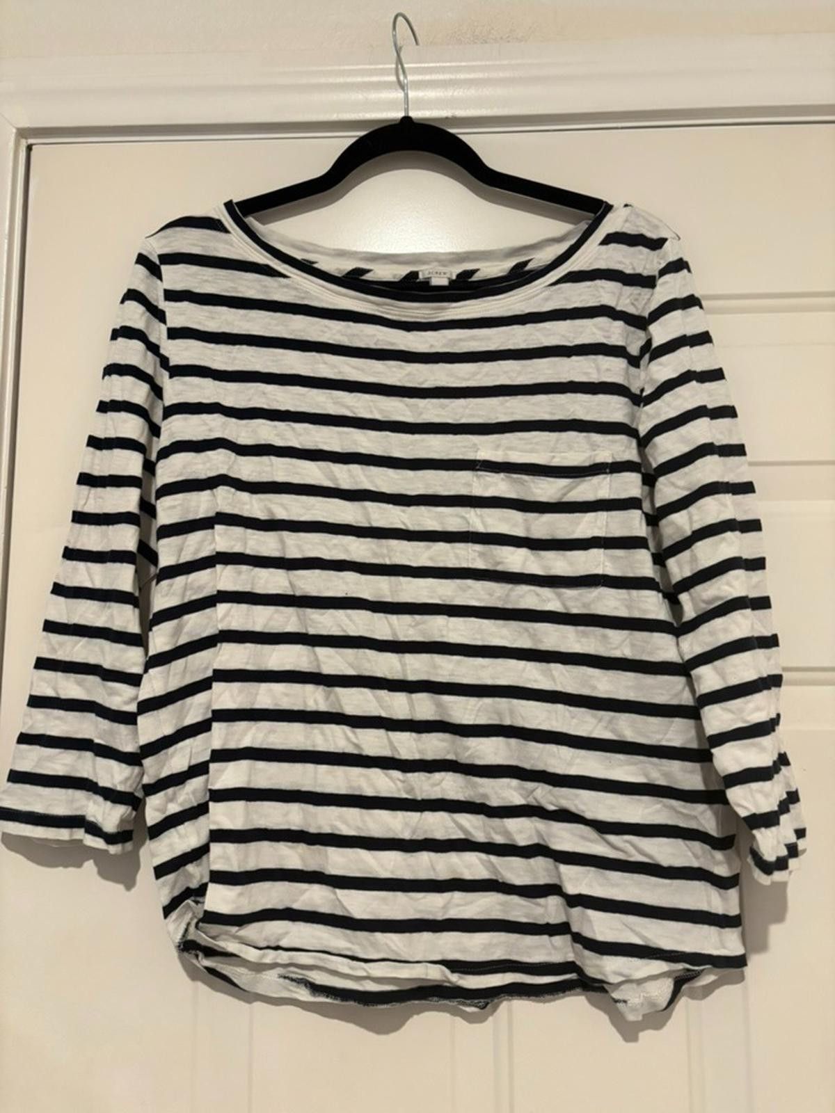 J.Crew Womens sz L J Crew blue/white long sleeve t shirt #580 Size L / US 10 / IT 46 - 1 Thumbnail
