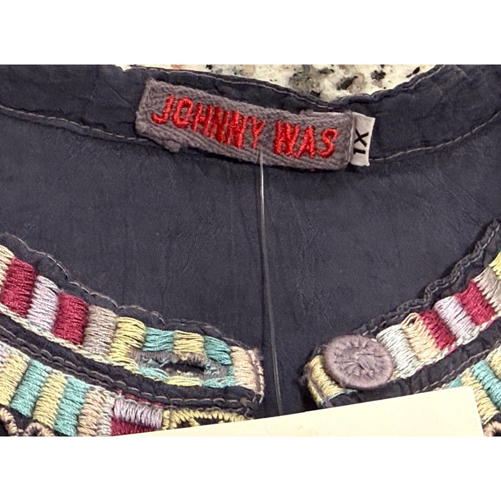Johnny Was Johnny Was Tunic Womens XL Multicolor Embroidered Floral Bohemian Cupro Breathable Lightweight Round Neck Short Sleeve Size XL / US 12-14 / IT 48-50 - 6 Thumbnail
