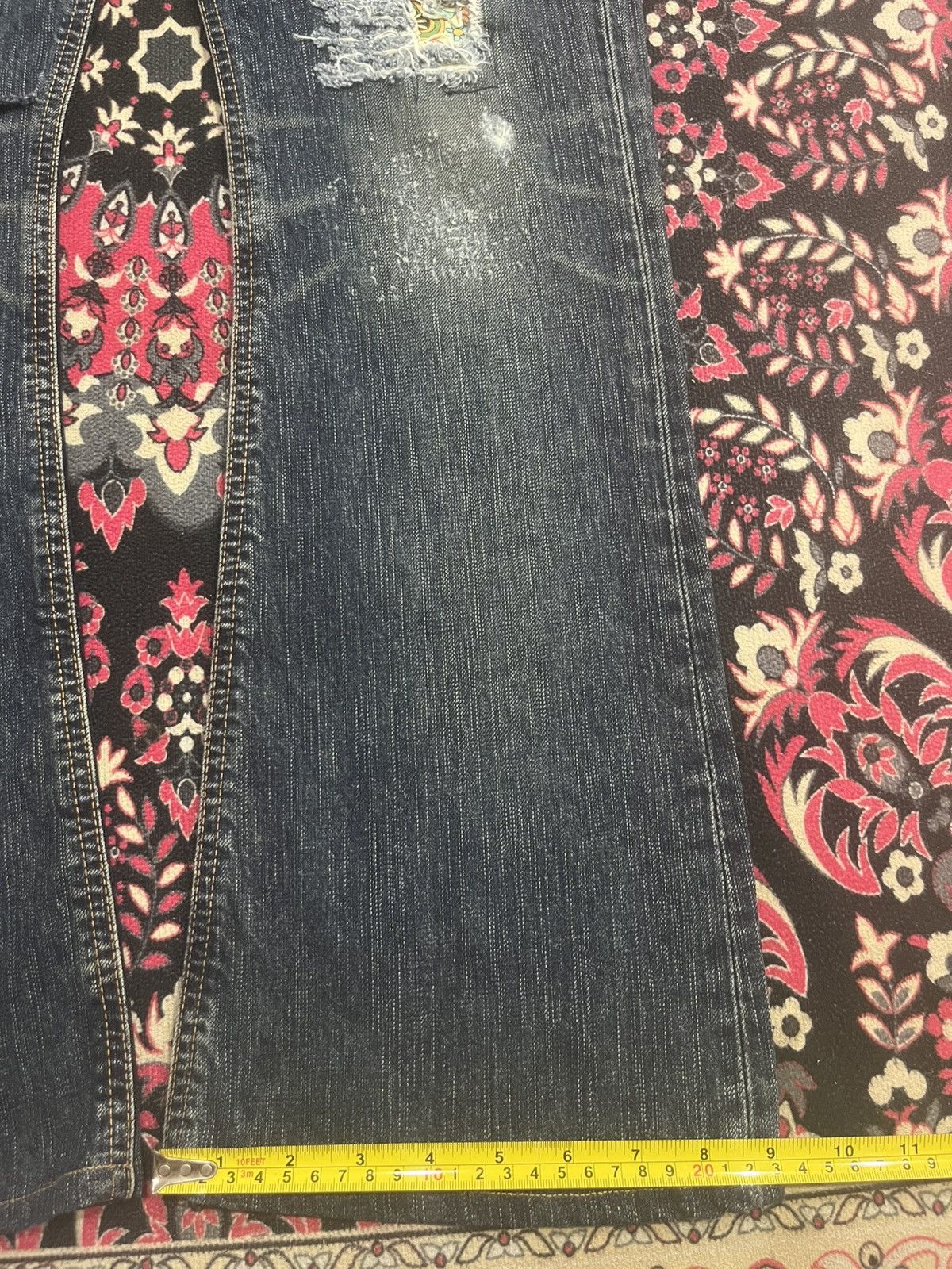 Tornado Mart Vintage Japan Edwin Miss 503 Dark Blue Distressed Flare Jean Size 31" - 17 Thumbnail