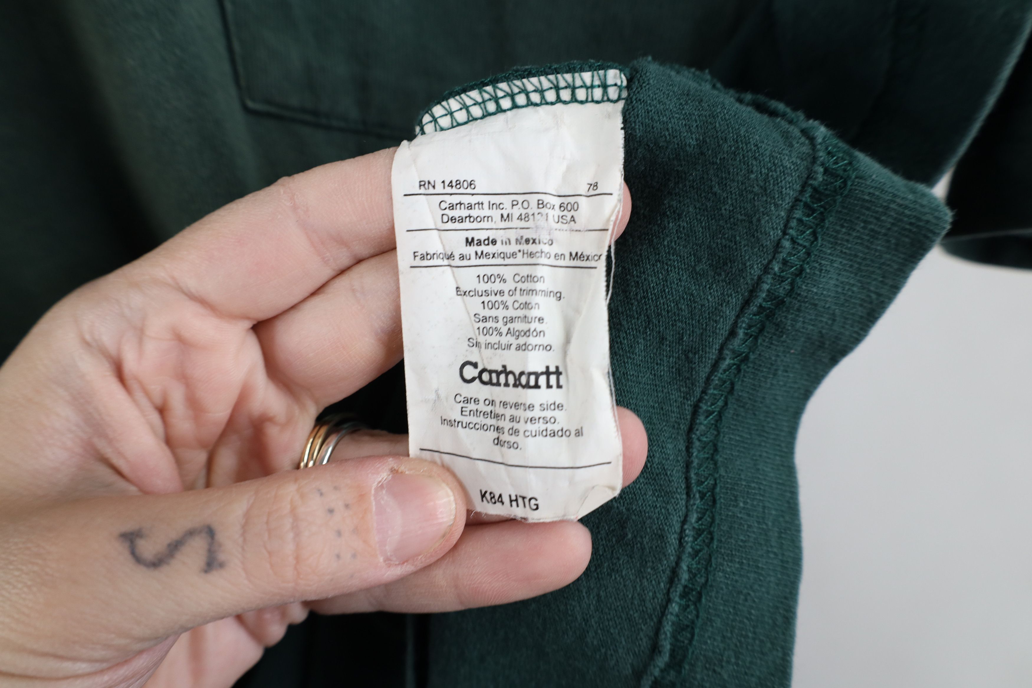 Carhartt × Vintage Vintage Y2K Carhartt Sun Faded Henley T-Shirt Green Cotton Size US L / EU 52-54 / 3 - 9 Thumbnail