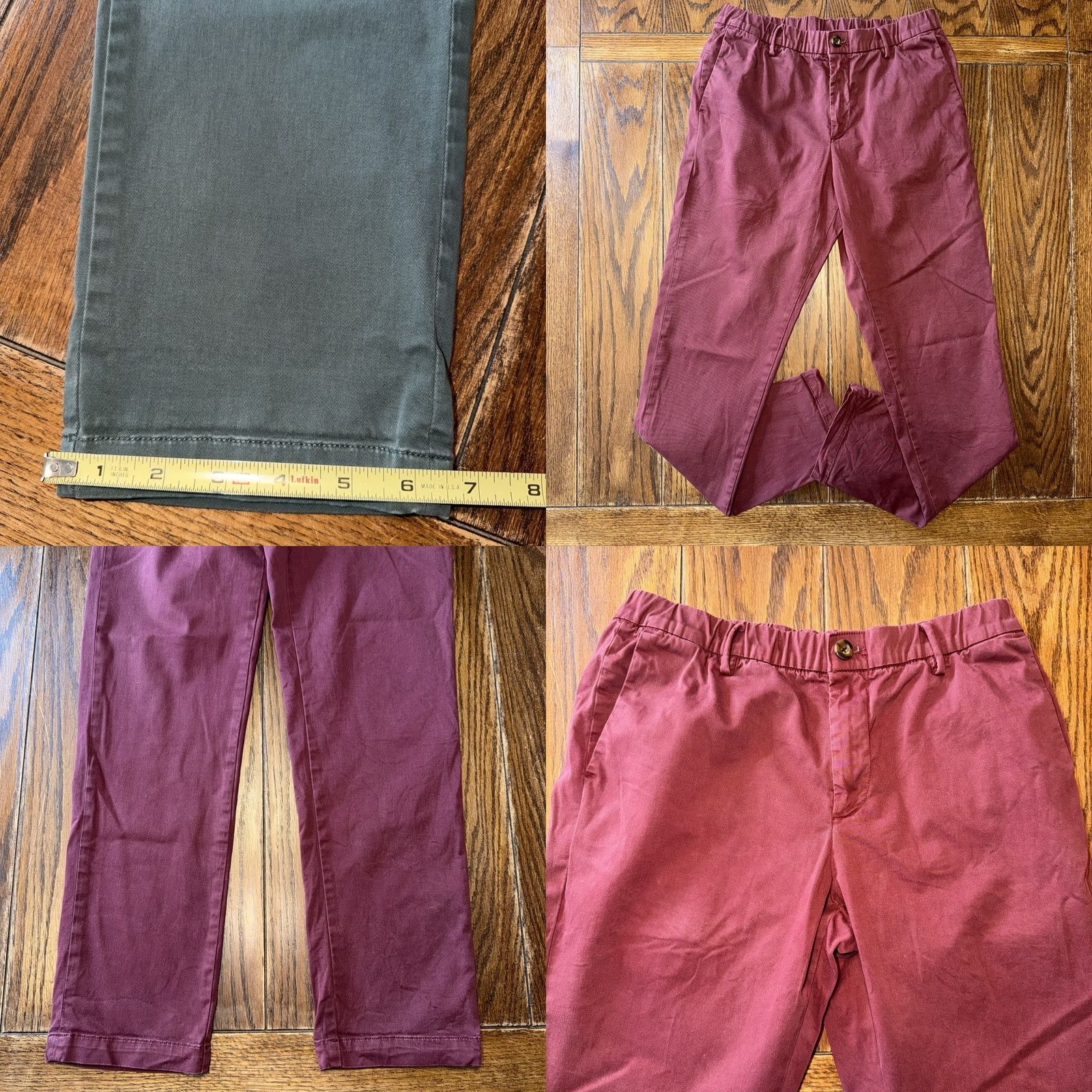 Vintage Bear Bottom Stretch Chino Pants Lot Of 2 Mens Medium 32 Green Red Tapered Size US 31 - 10 Thumbnail