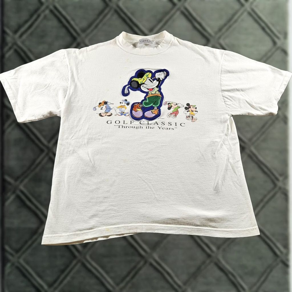 Disney VINTAGE Mickey Mouse Golf Classic Shirt Mens L White GENUS 90s Disney Graphics Mock Neck Short Sleeve Cotton Jersey Embroidered Fits Regular Men Size US L / EU 52-54 / 3 - 1 Thumbnail