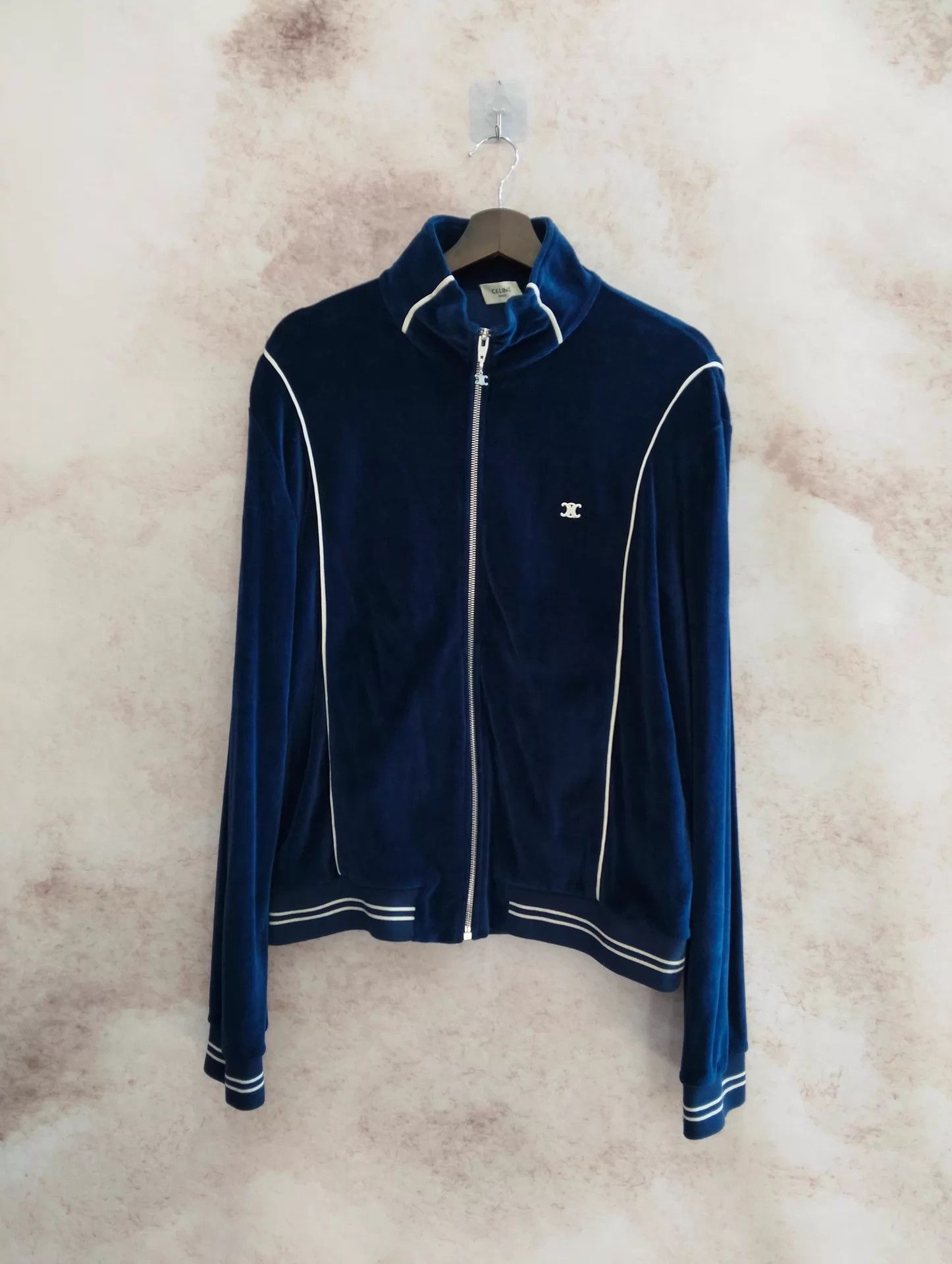 Celine CELINE Logo Velvet Zip Solid Track Jacket L Size L / US 10 / IT 46 - 1 Thumbnail