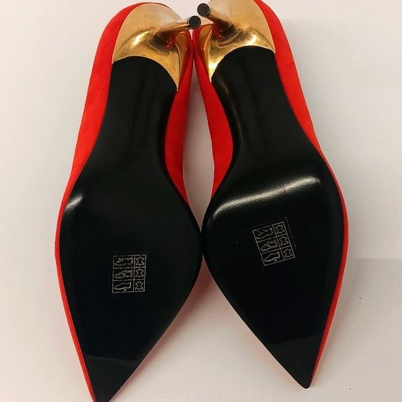 Balmain Balmain Women's Red Ruby Decollete Stiletto Heels - EU37/US7 Size US 7 / IT 37 - 12 Thumbnail