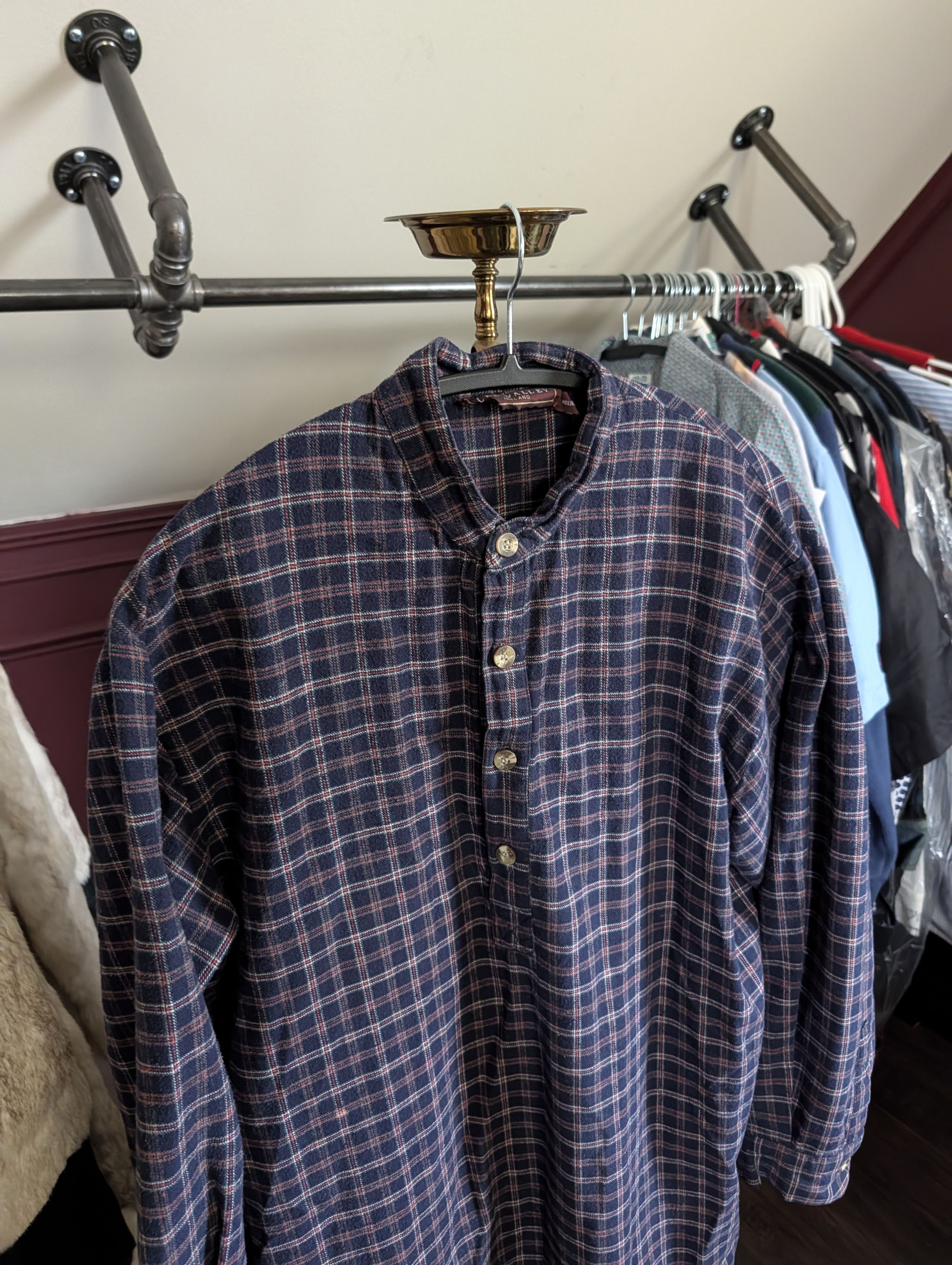 Lee LEE VALLEY IRELAND Vtg cotton flannel long Henley grandpa Size US XL / EU 56 / 4 - 2 Thumbnail