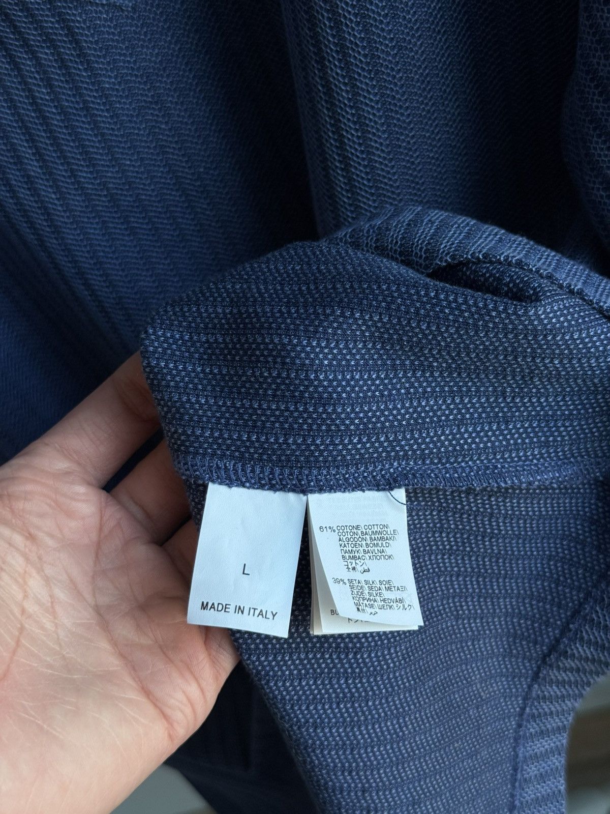 Brunello Cucinelli Brunello Cucinelli Blue Polo Tee Mens Silk / Cotton Size L Size US L / EU 52-54 / 3 - 15 Thumbnail