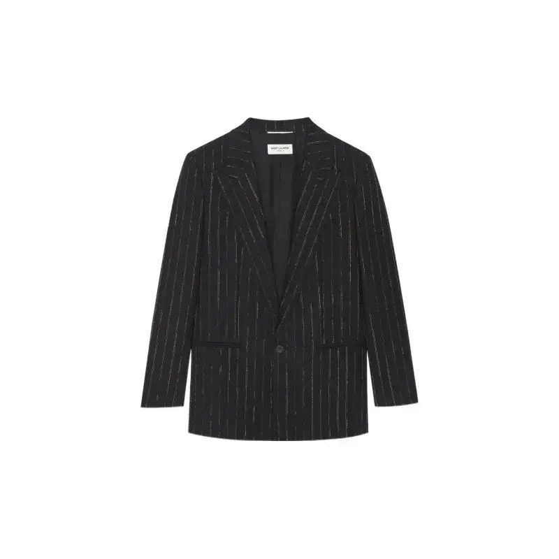 Saint Laurent Paris o1loc1c0225 680069 Fitted Single-Breasted Jacket Pinstripe Size US XL / EU 56 / 4 - 1 Thumbnail