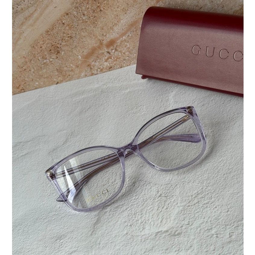 Gucci NEW Gucci GG0026O Lilac Cat Eye Eyeglasses Frames Size ONE SIZE - 1 Thumbnail