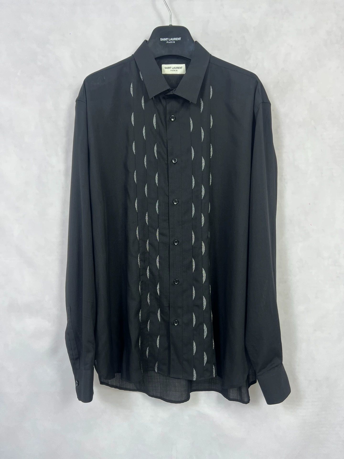 Saint Laurent Paris SLP 19fw Silver Thread Moon Black Shirt 42 Size US XS / EU 42 / 0 - 1 Thumbnail