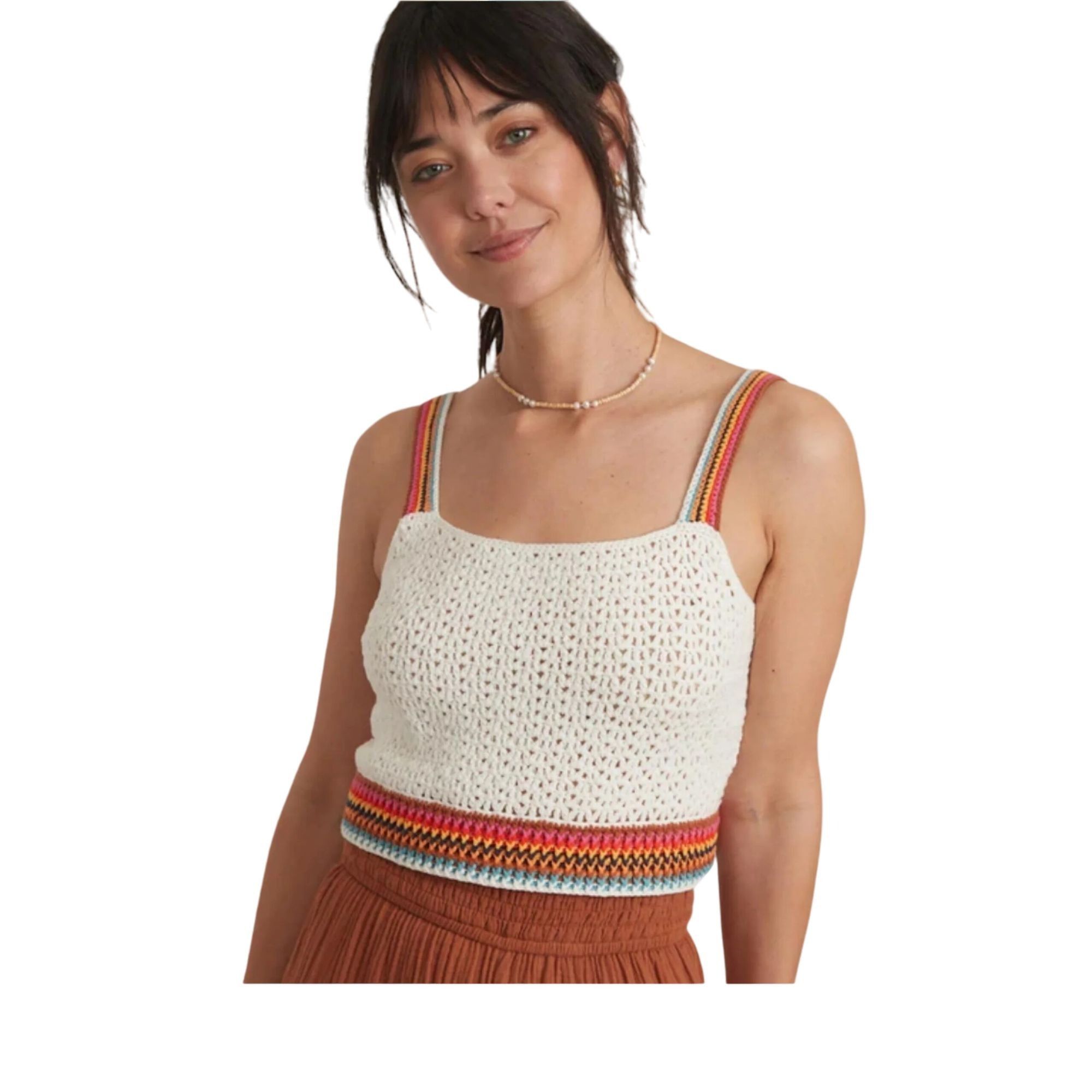 Marine Layer NWT Marine Layer $118 Crochet Crop Top W's XS Caro Tank Whit Size XS / US 0-2 / IT 36-38 - 1 Thumbnail