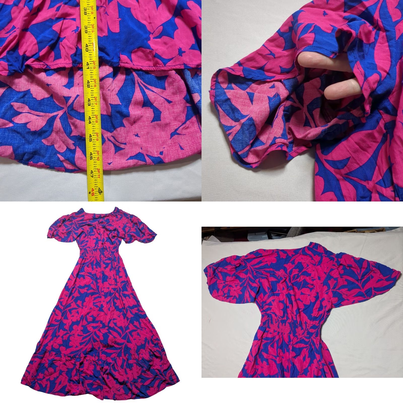 Vintage VINTAGE Abel The Label Pink Blue Floral High Low Smocked Waist Midi Dress Womens Small Size S / US 4 / IT 40 - 8 Thumbnail