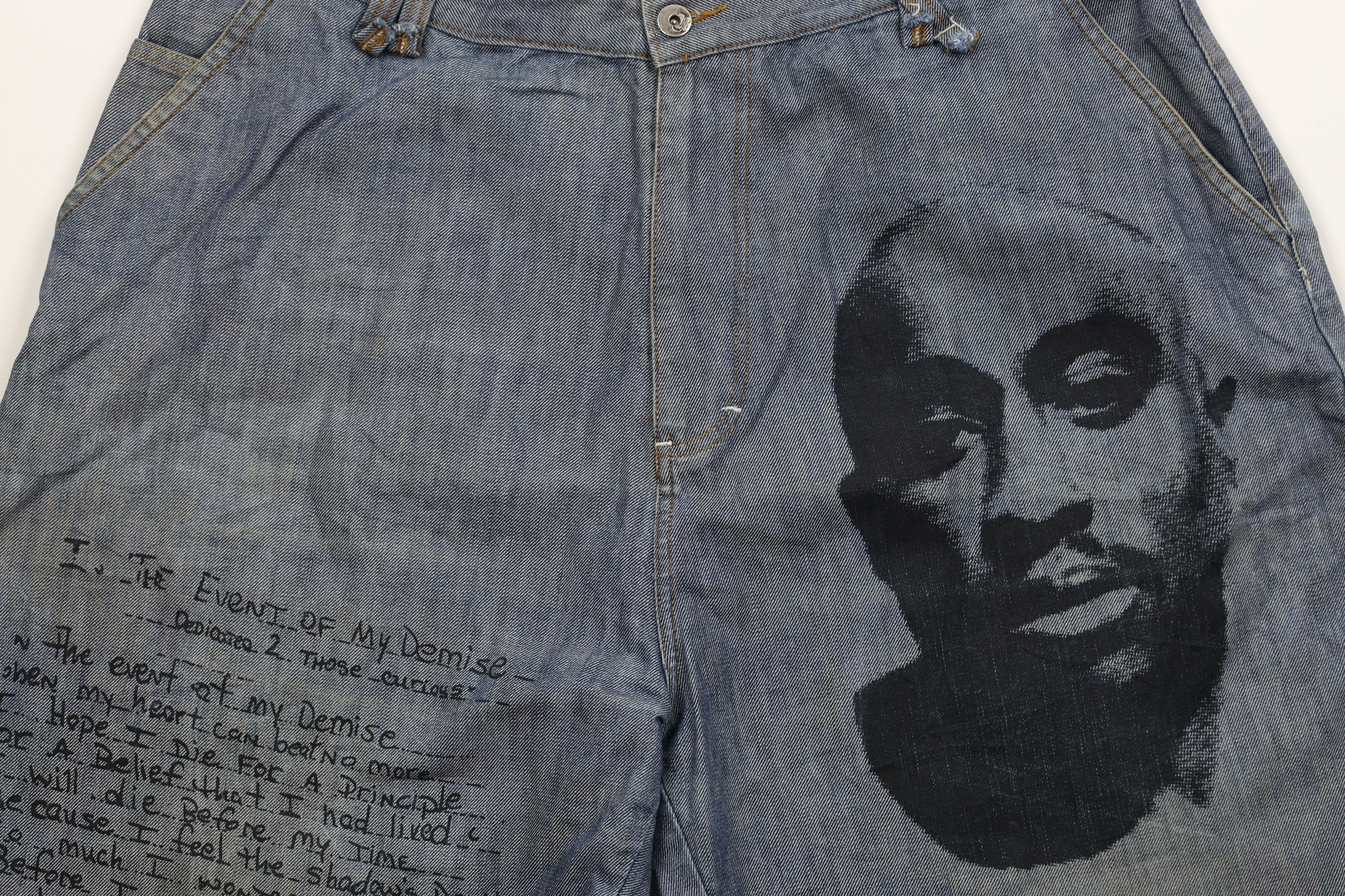 Vintage Vintage 90s Y2K Makaveli Baggy 2Pac Hip Hop Rap Denim Shorts Size US 40 / EU 56 - 3 Thumbnail